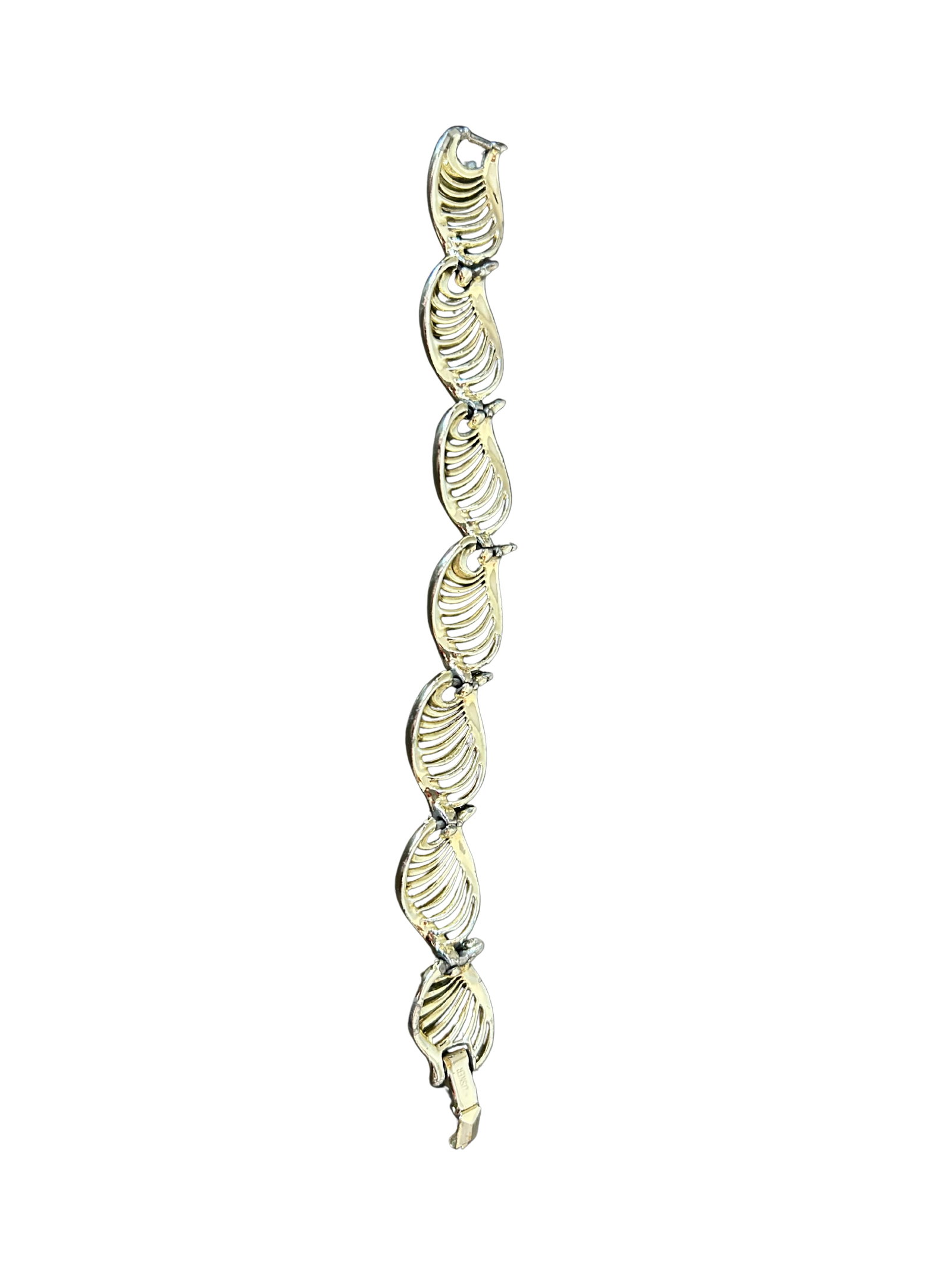 Vintage Lisner Signed Silver-Tone Shell Link Bracelet | Mid-Century Modern Costume Jewelry | 1950s" - 5