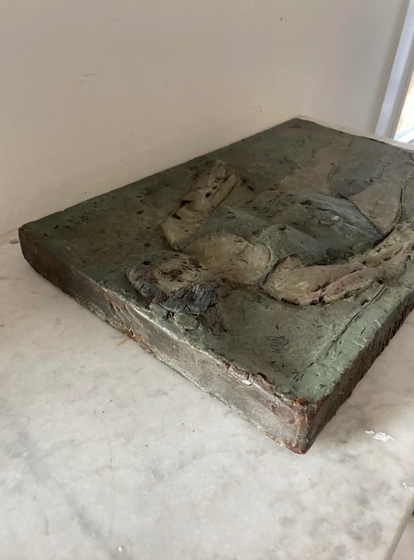 Rare 1964 James Havard Figurative Oil Painting "Jersey Girl" on Carved Wax With Gold Underlayer - Si - 4
