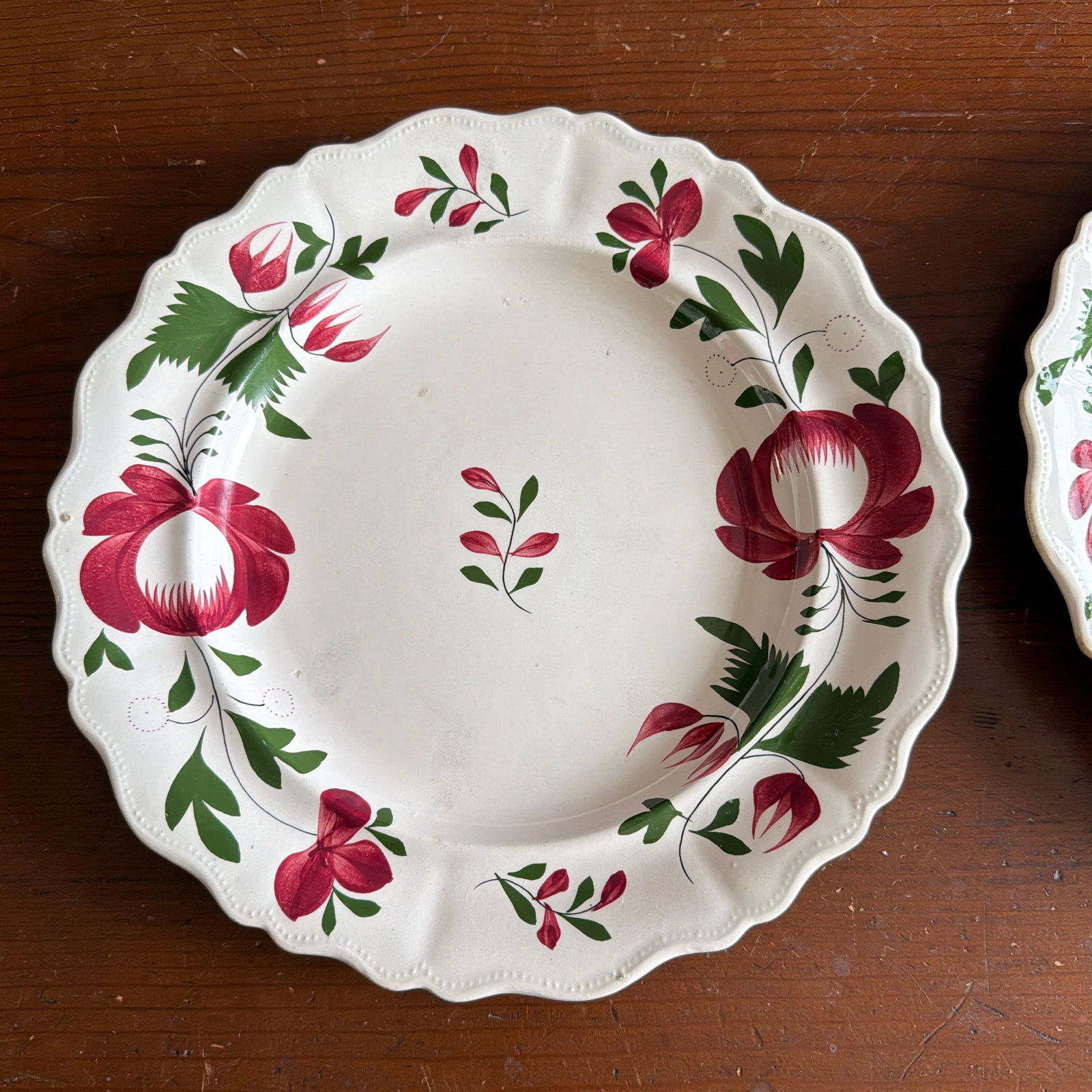 A Very Nice Pair of Antique Staffordshire Early Adam's Rose Plates, Circa 1830 - 10