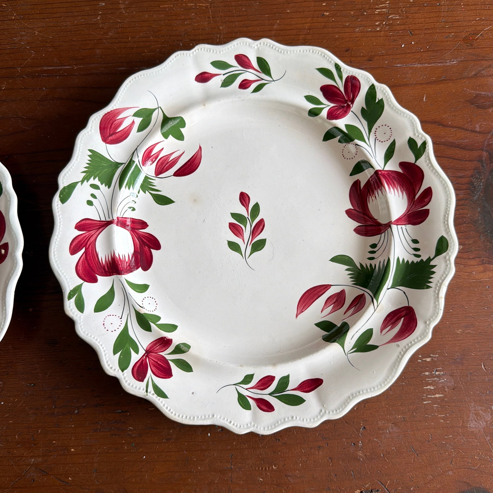 A Very Nice Pair of Antique Staffordshire Early Adam's Rose Plates, Circa 1830 - 11