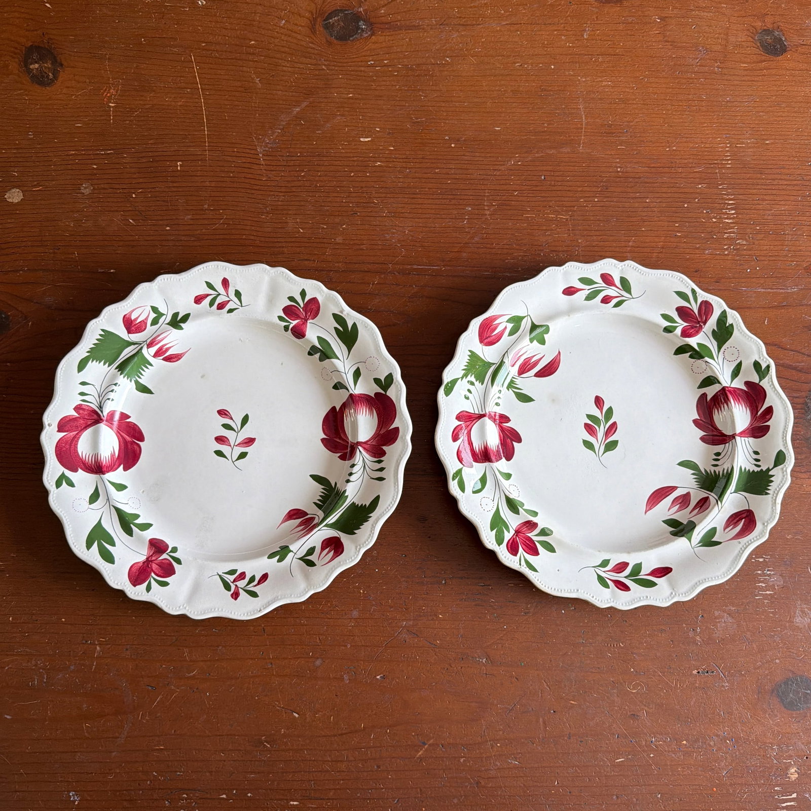 A Very Nice Pair of Antique Staffordshire Early Adam's Rose Plates, Circa 1830 - 12