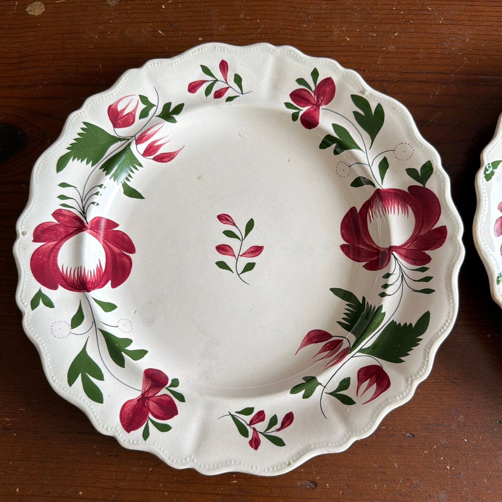 A Very Nice Pair of Antique Staffordshire Early Adam's Rose Plates, Circa 1830 - 2