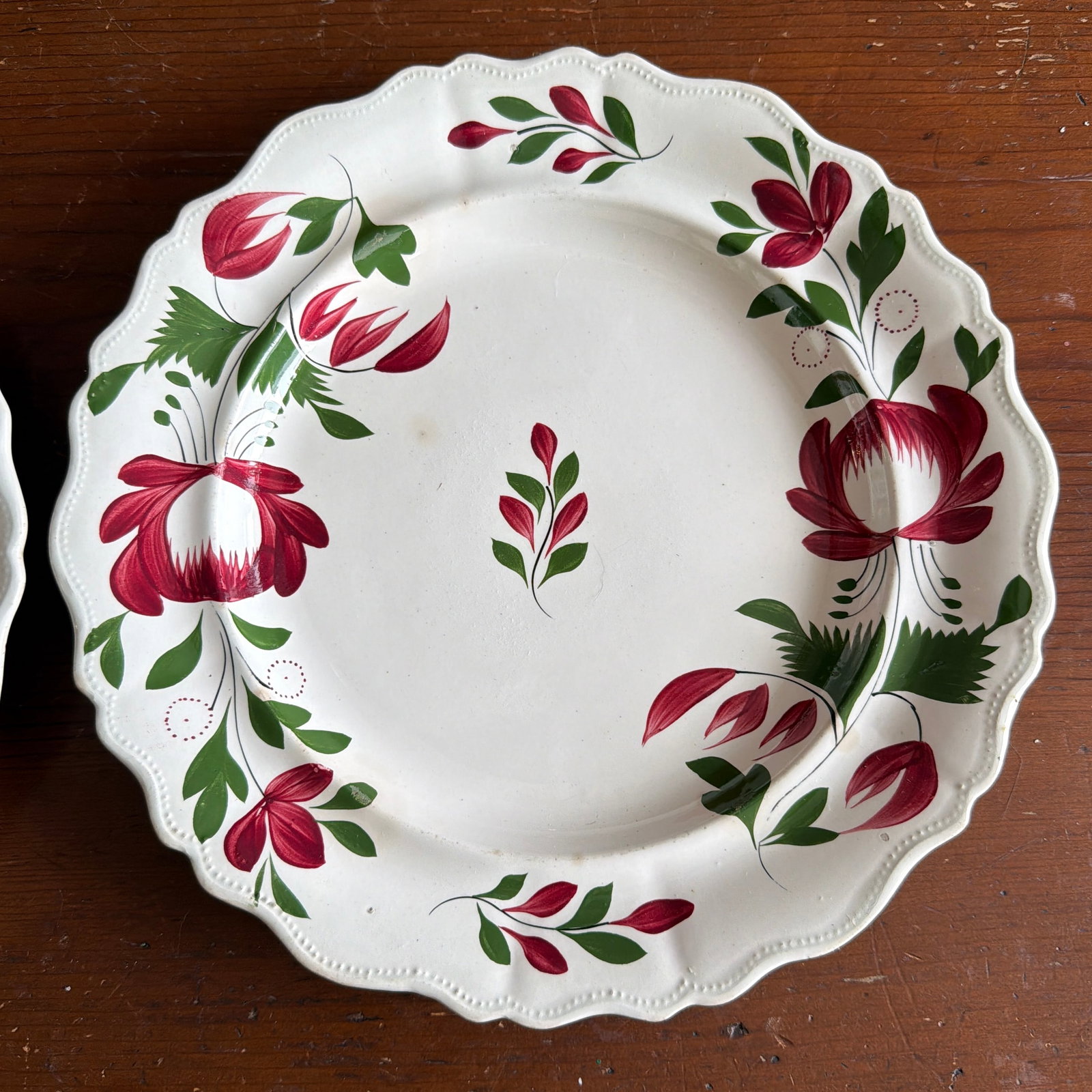 A Very Nice Pair of Antique Staffordshire Early Adam's Rose Plates, Circa 1830 - 3