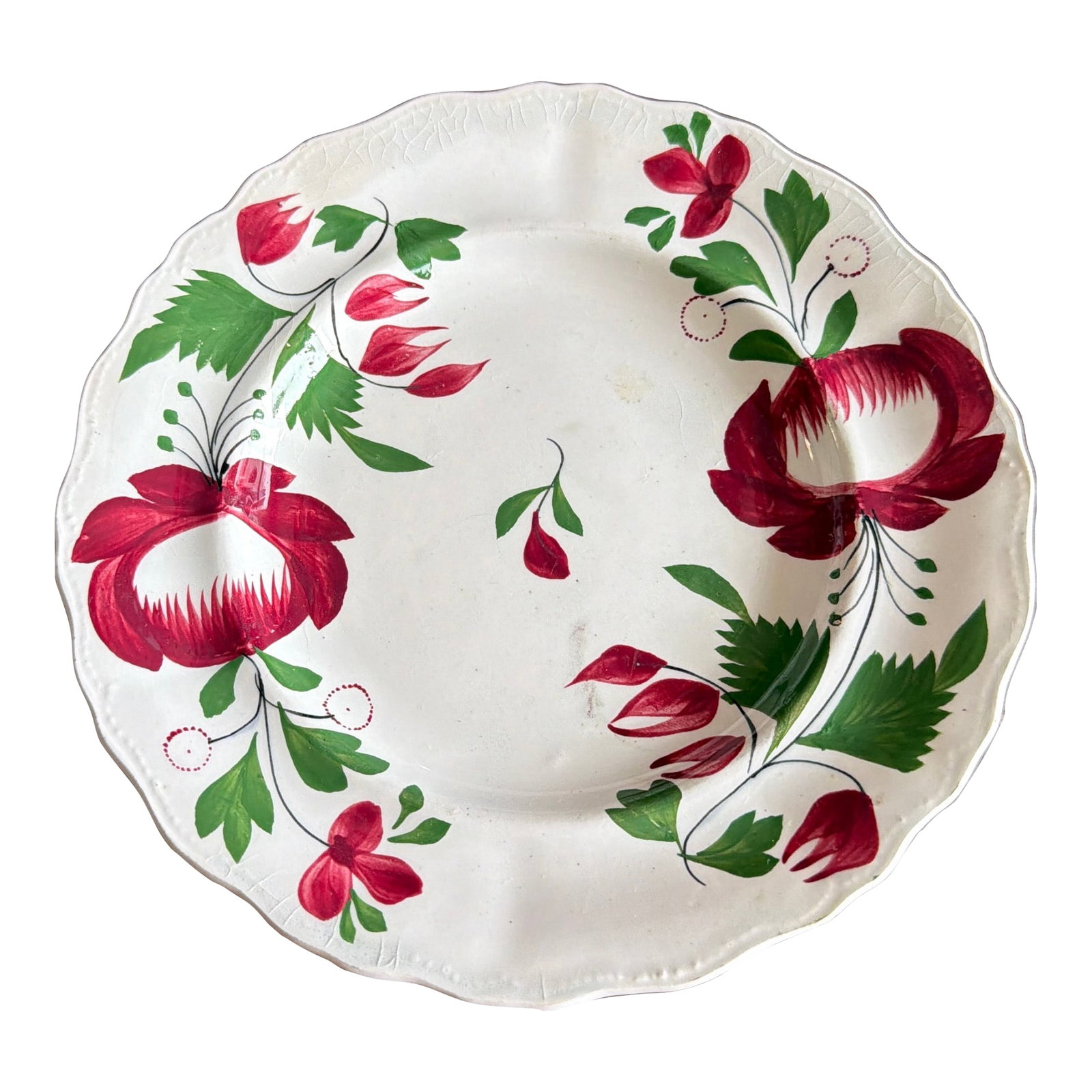 A Rare Small Size Antique Staffordshire Early Adam's Rose Plate, Circa 1830 (1 of 8)