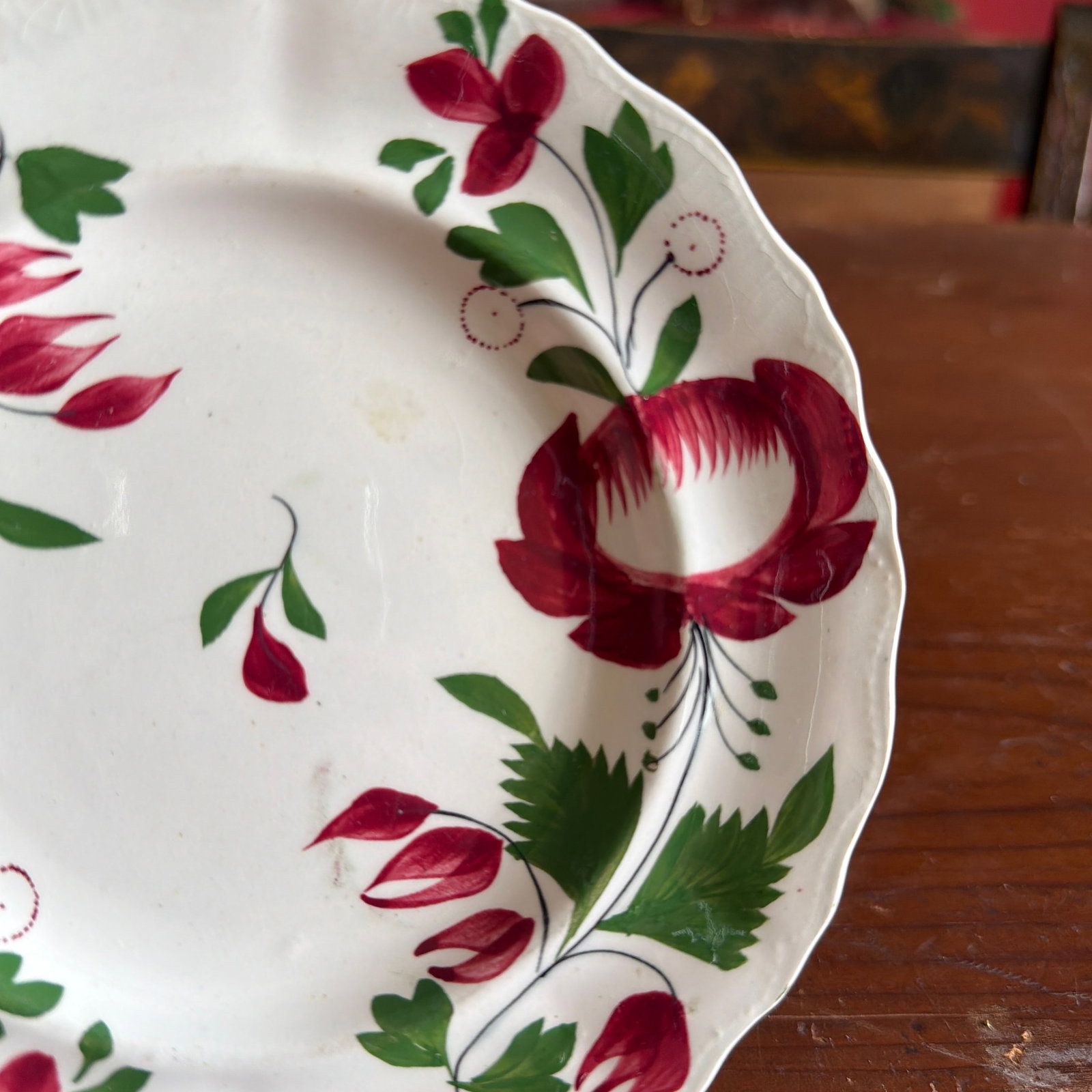 A Rare Small Size Antique Staffordshire Early Adam's Rose Plate, Circa 1830 - 3