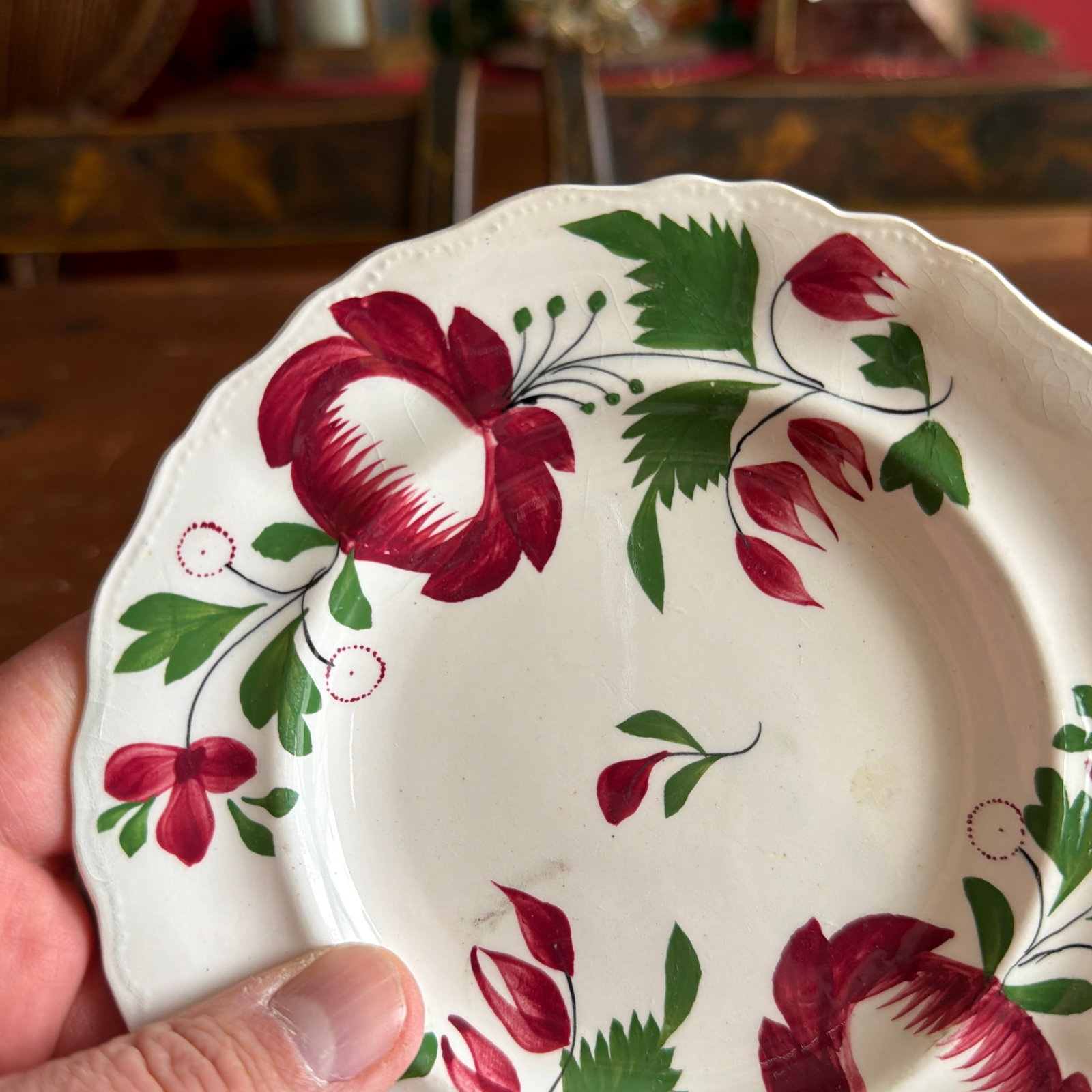 A Rare Small Size Antique Staffordshire Early Adam's Rose Plate, Circa 1830 - 4