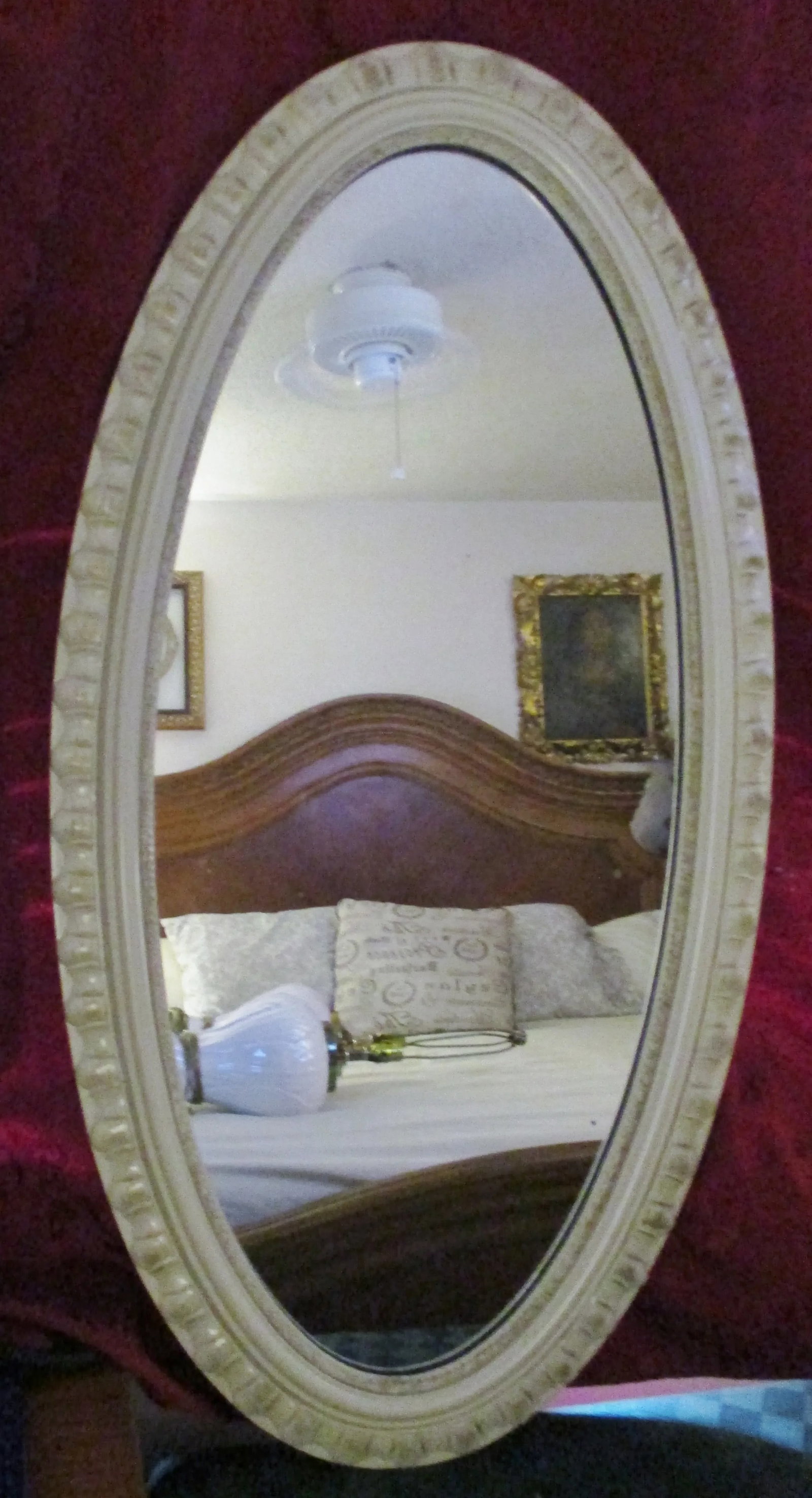 Mid-Century Modern Carolina Mirror Company Oval White Framed Mirror - 12