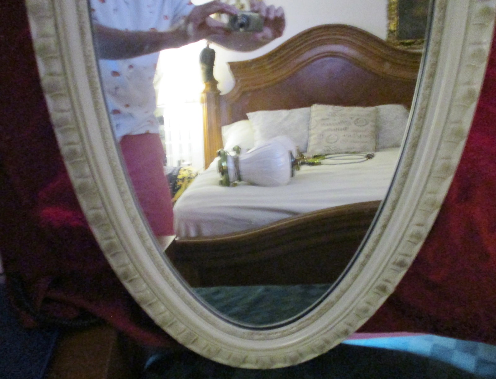 Mid-Century Modern Carolina Mirror Company Oval White Framed Mirror - 4
