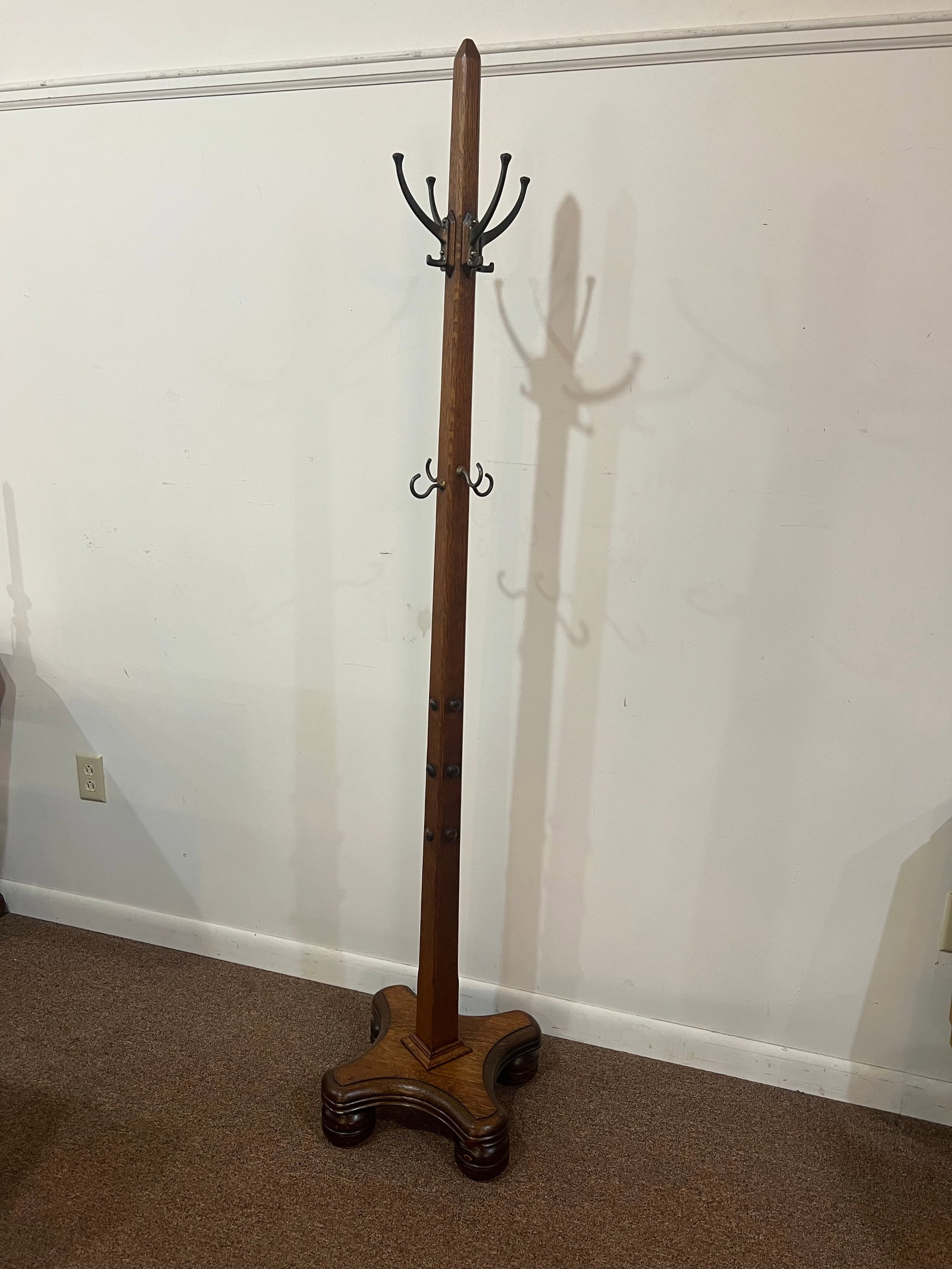 Antique Mission Oak 1800's Coat Rack Coat Tree - 2