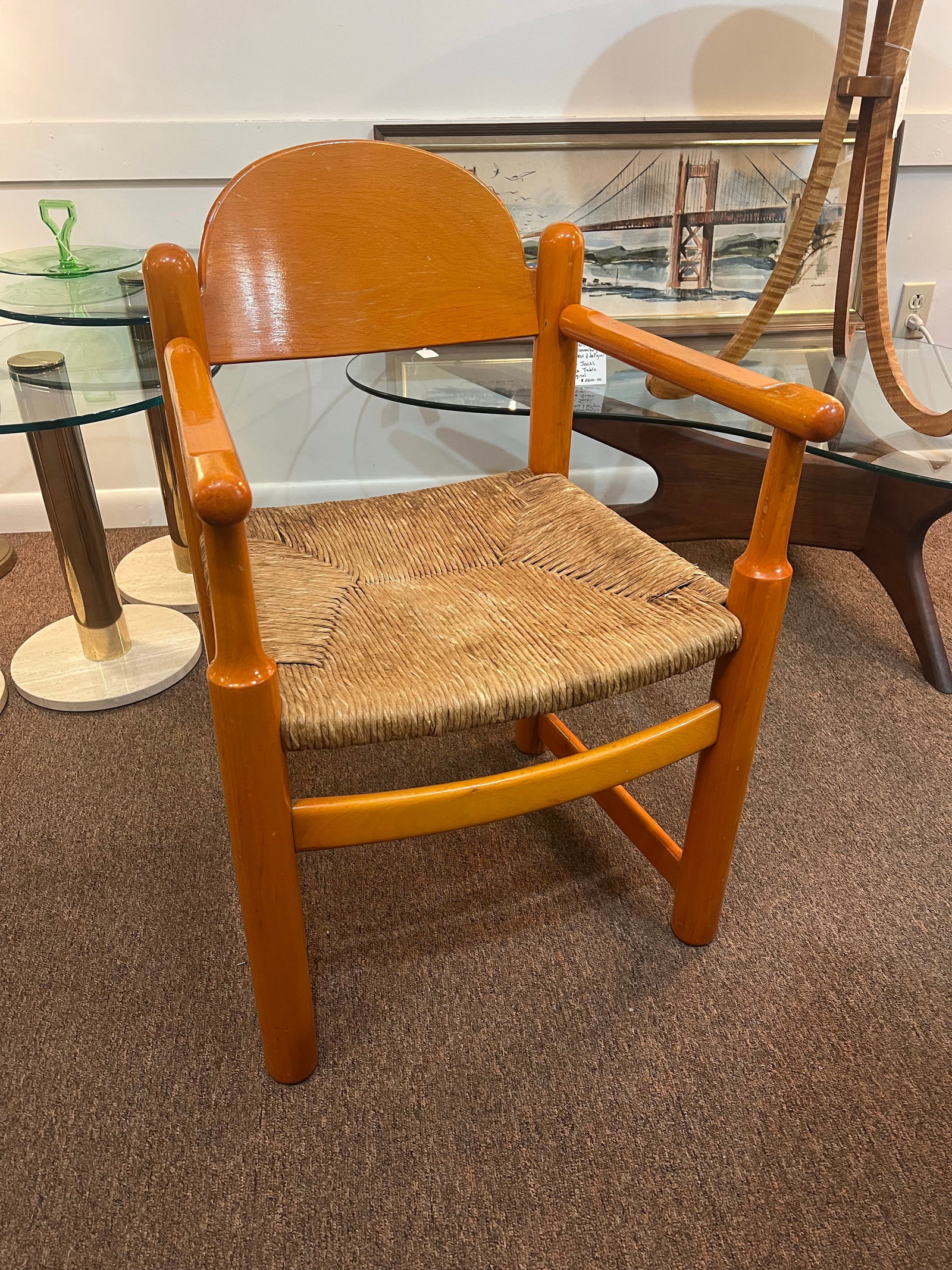 1960s Vintage Sculptural Chair Hank Lowenstein Padova Chair Rush Seat - 2
