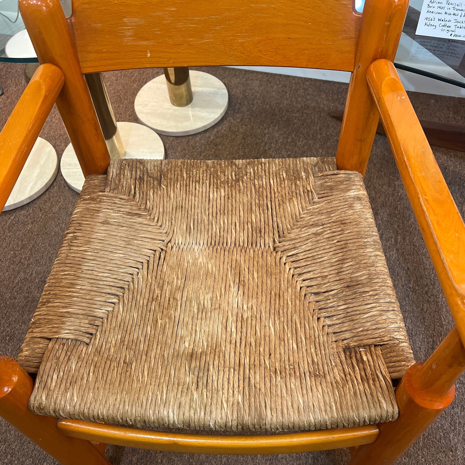 1960s Vintage Sculptural Chair Hank Lowenstein Padova Chair Rush Seat - 3