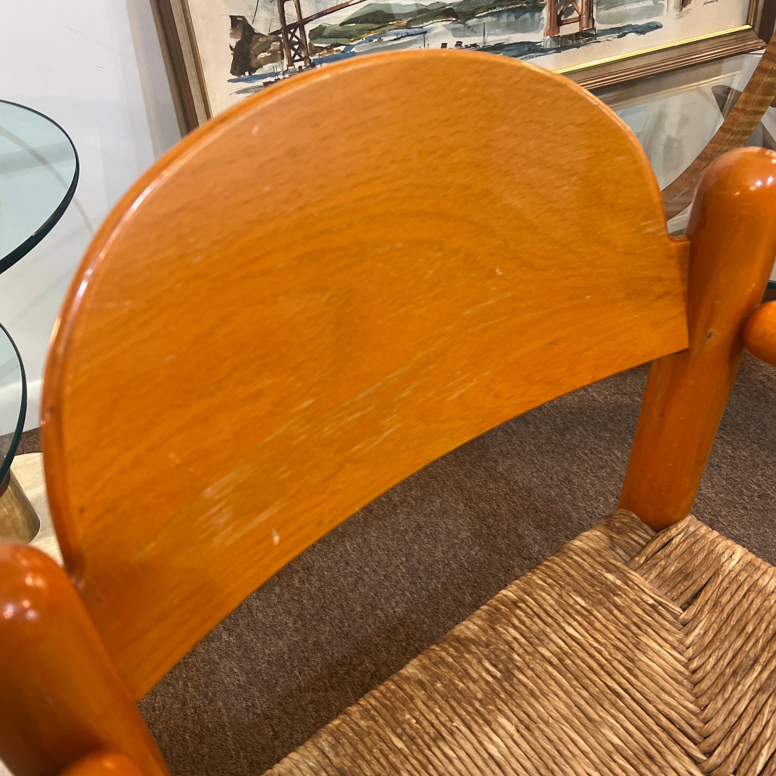 1960s Vintage Sculptural Chair Hank Lowenstein Padova Chair Rush Seat - 6