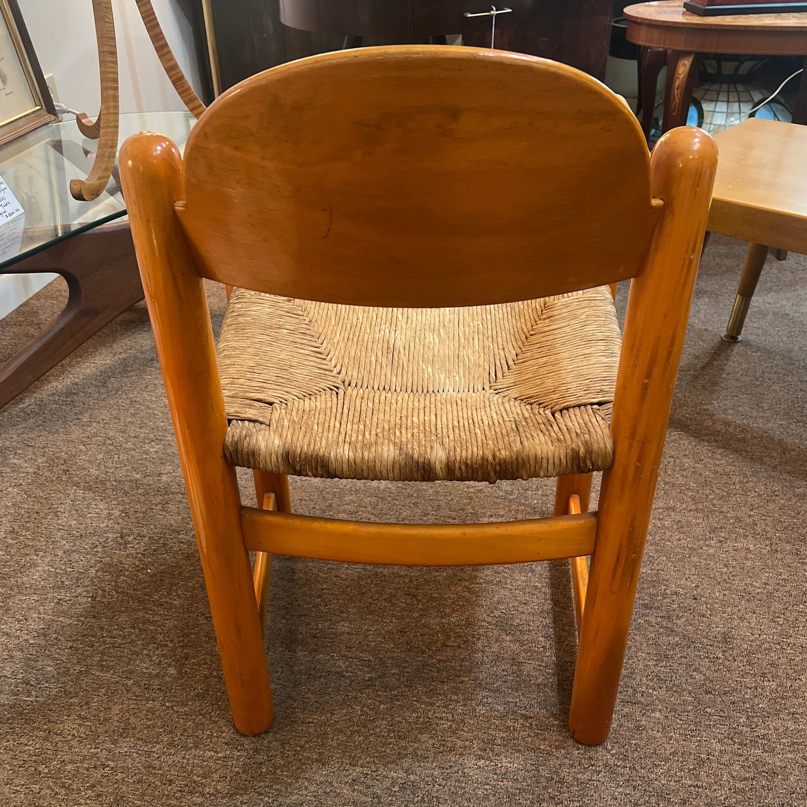 1960s Vintage Sculptural Chair Hank Lowenstein Padova Chair Rush Seat - 7