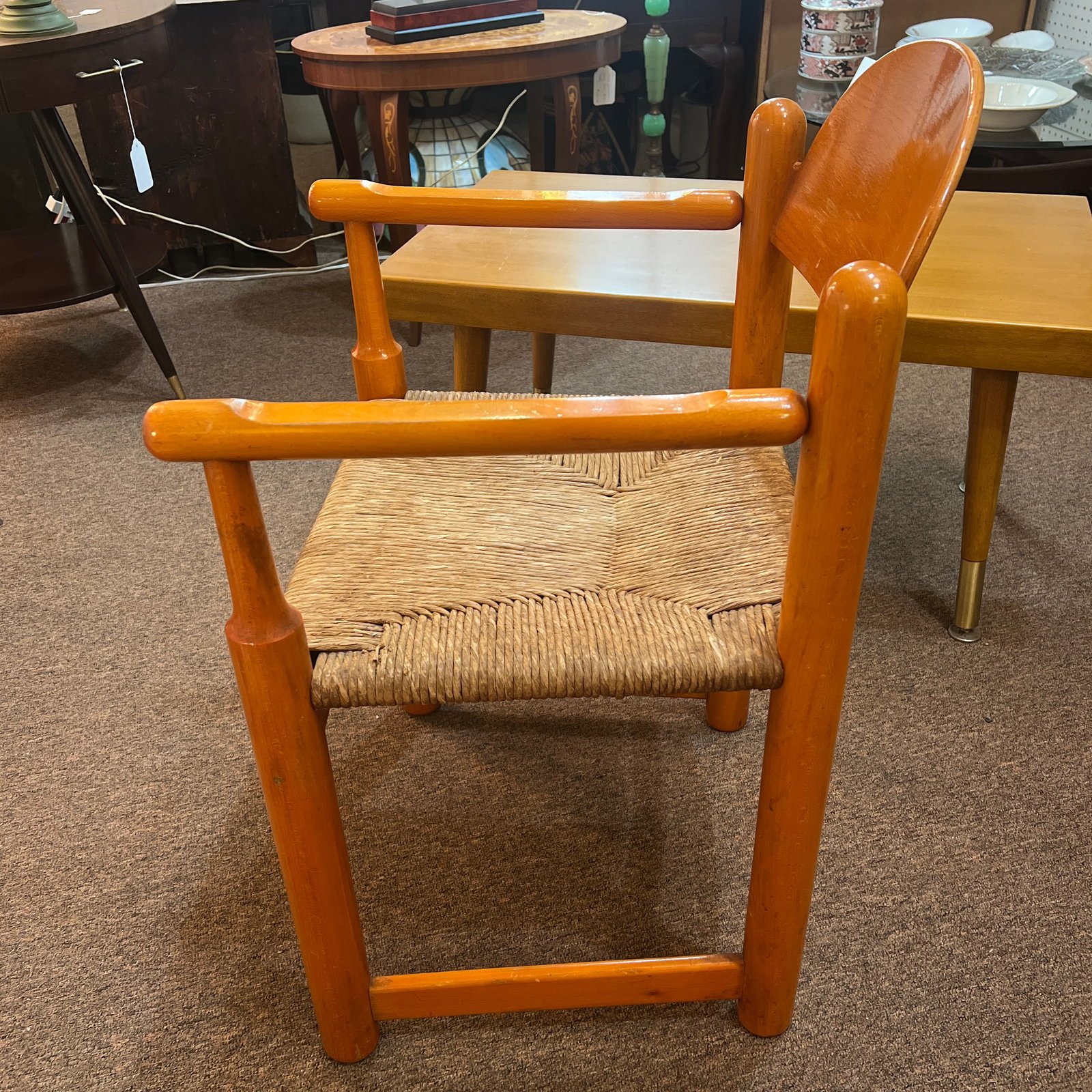 1960s Vintage Sculptural Chair Hank Lowenstein Padova Chair Rush Seat - 8