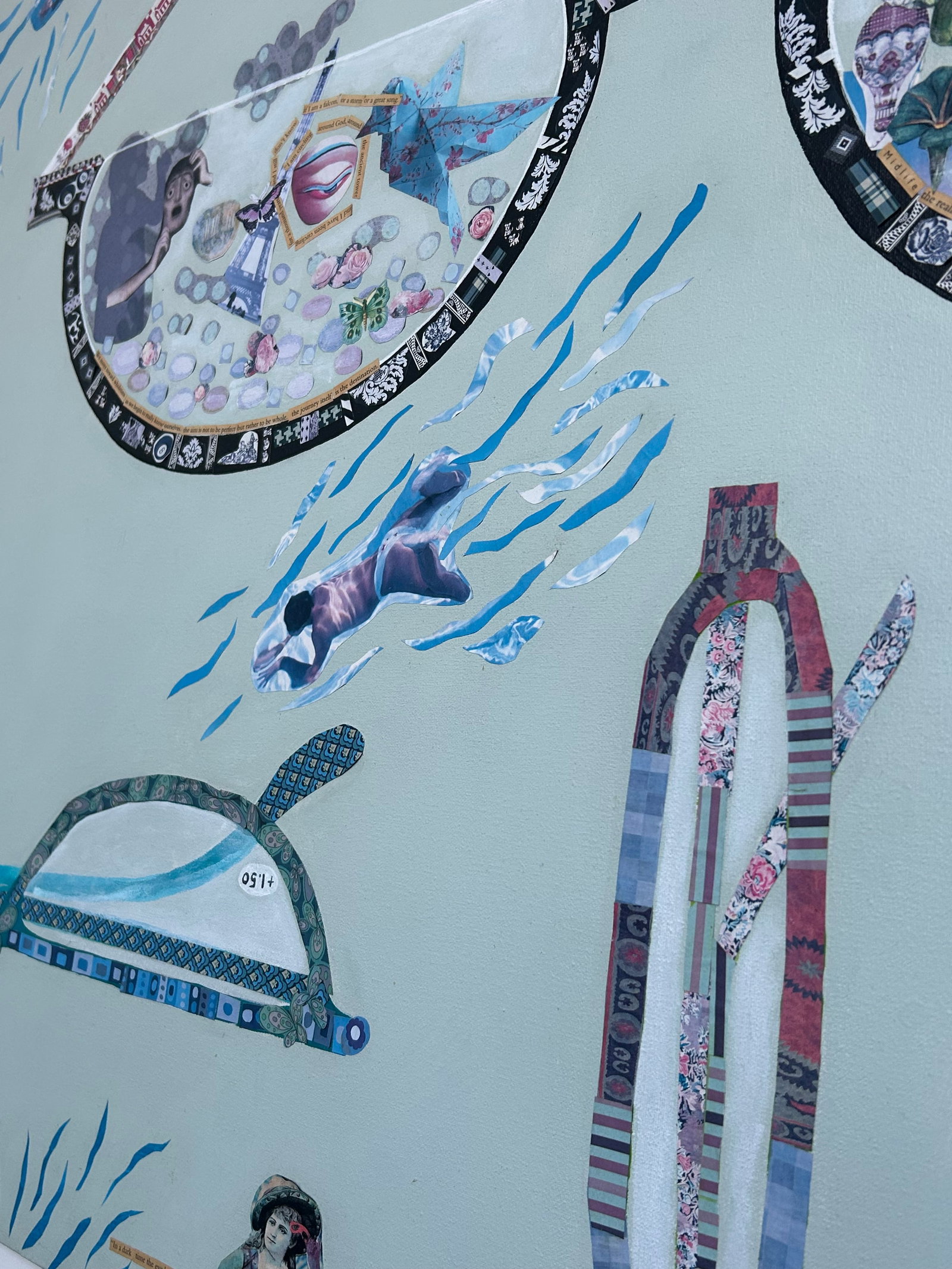 Very Large Intricate Collage Titled Diving Deep - 17