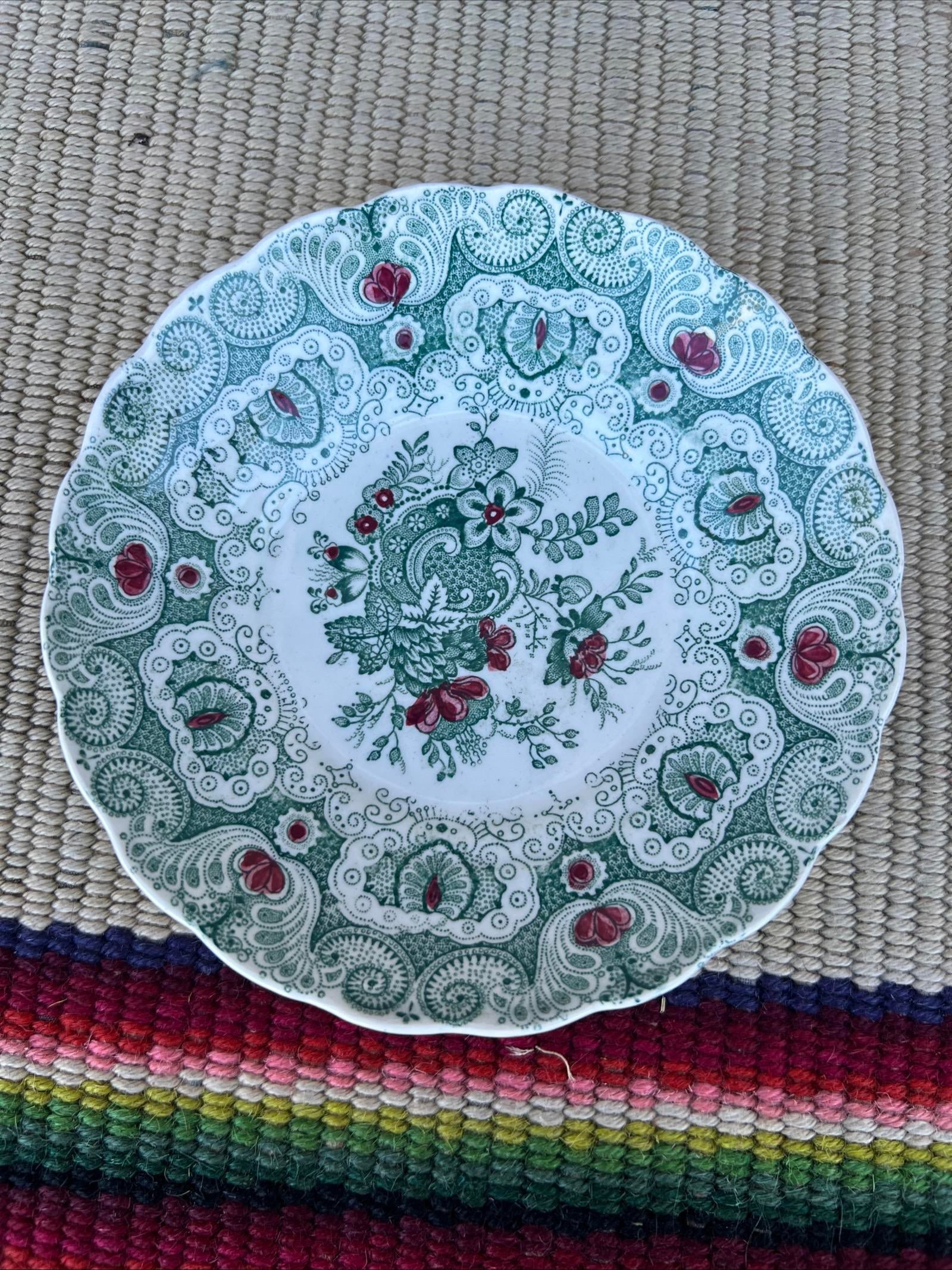 A Pair of Antique Staffordshire Green Transferware Decorated Cups and Saucers, by Adams, Circa 1830' - 6