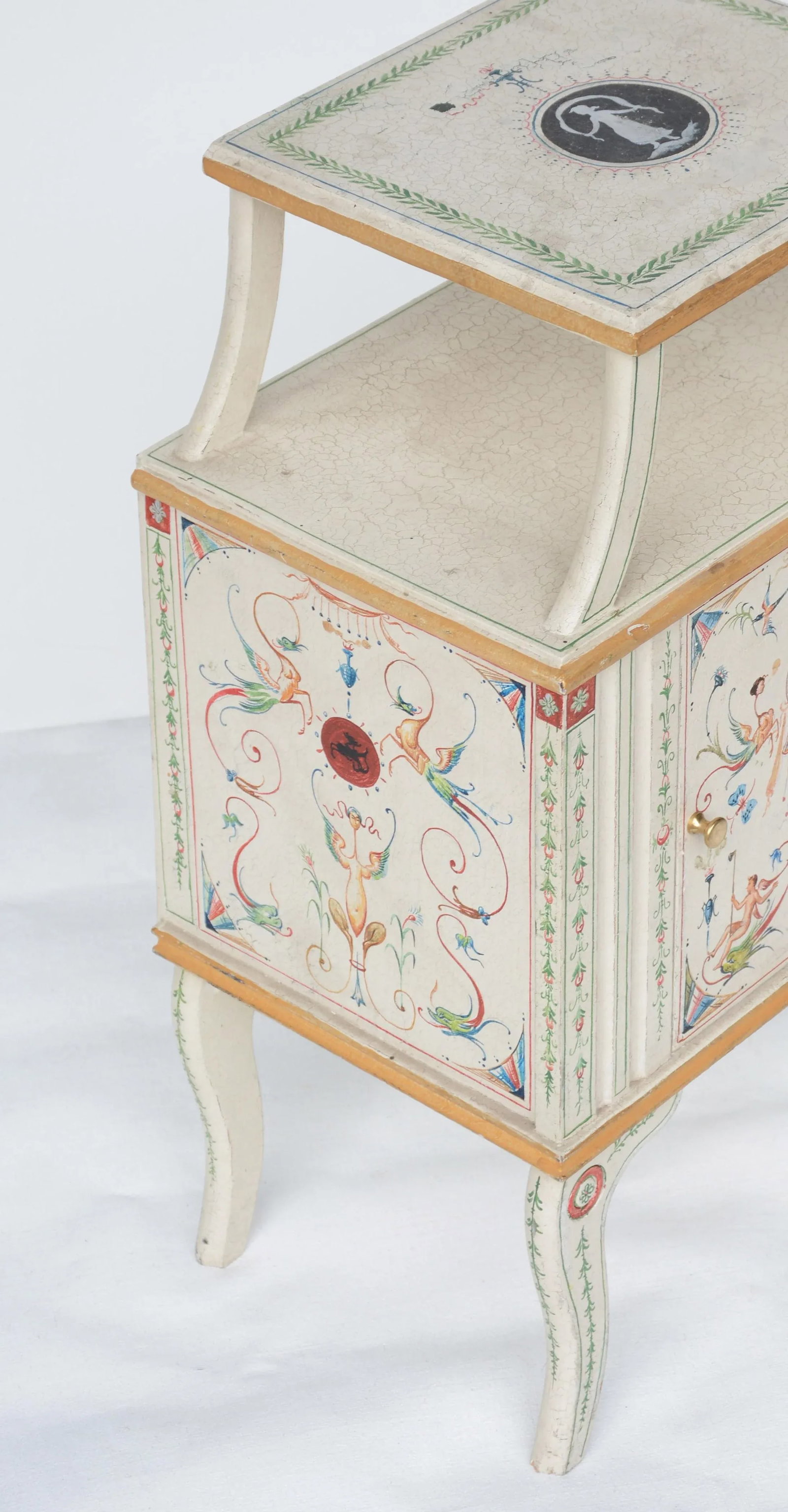 Vintage Hand-Painted British Style Pattern Side Table - 2