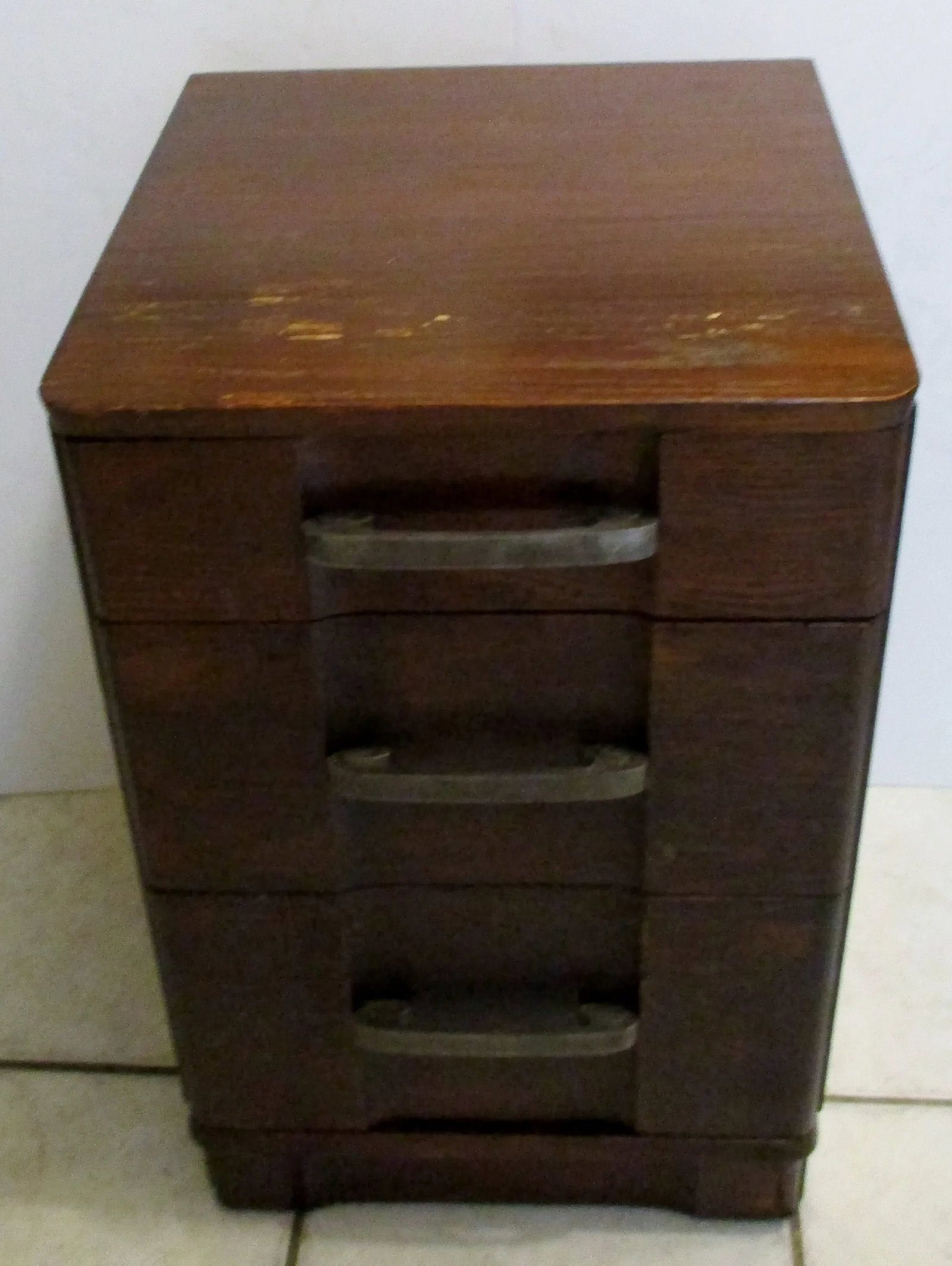 1950s Robsjohn-Gibbings Style Mid-Century Modern Walnut 3-Drawer Nightstand - 2
