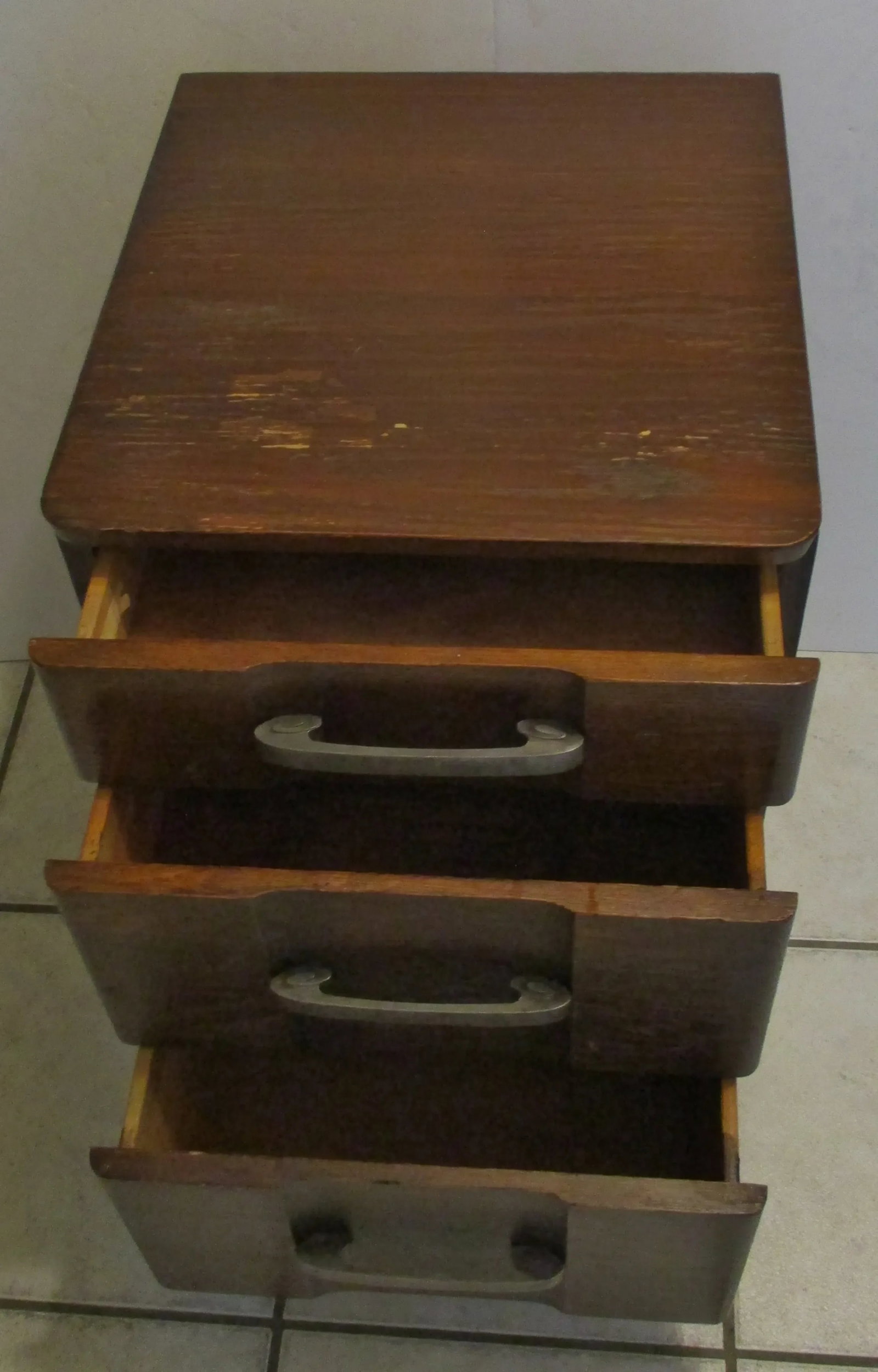 1950s Robsjohn-Gibbings Style Mid-Century Modern Walnut 3-Drawer Nightstand - 3
