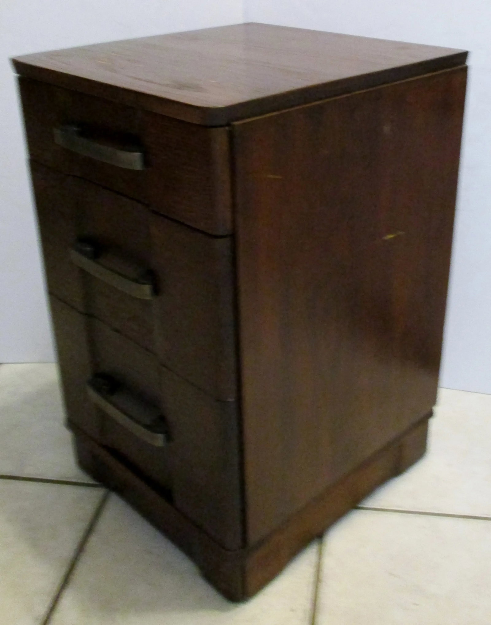 1950s Robsjohn-Gibbings Style Mid-Century Modern Walnut 3-Drawer Nightstand - 4