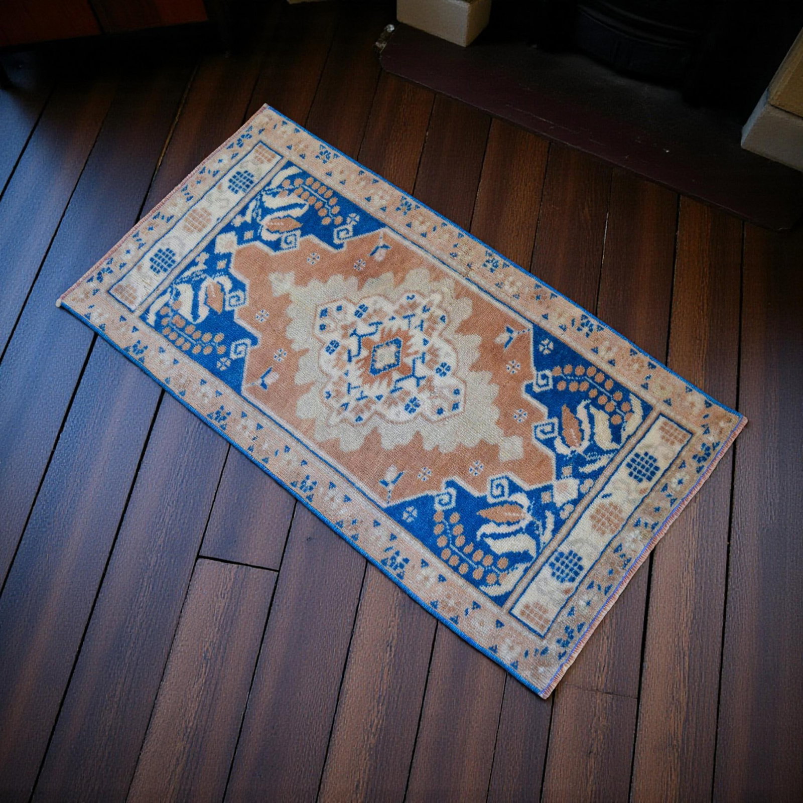 Vintage Hand Knotted Small Turkish Oushak Rug Doormat Entryway Decor - 1"²8"³ × - 2