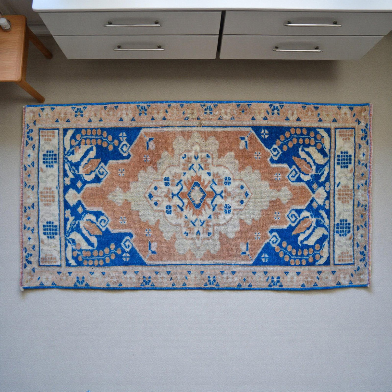 Vintage Hand Knotted Small Turkish Oushak Rug Doormat Entryway Decor - 1"²8"³ × - 3