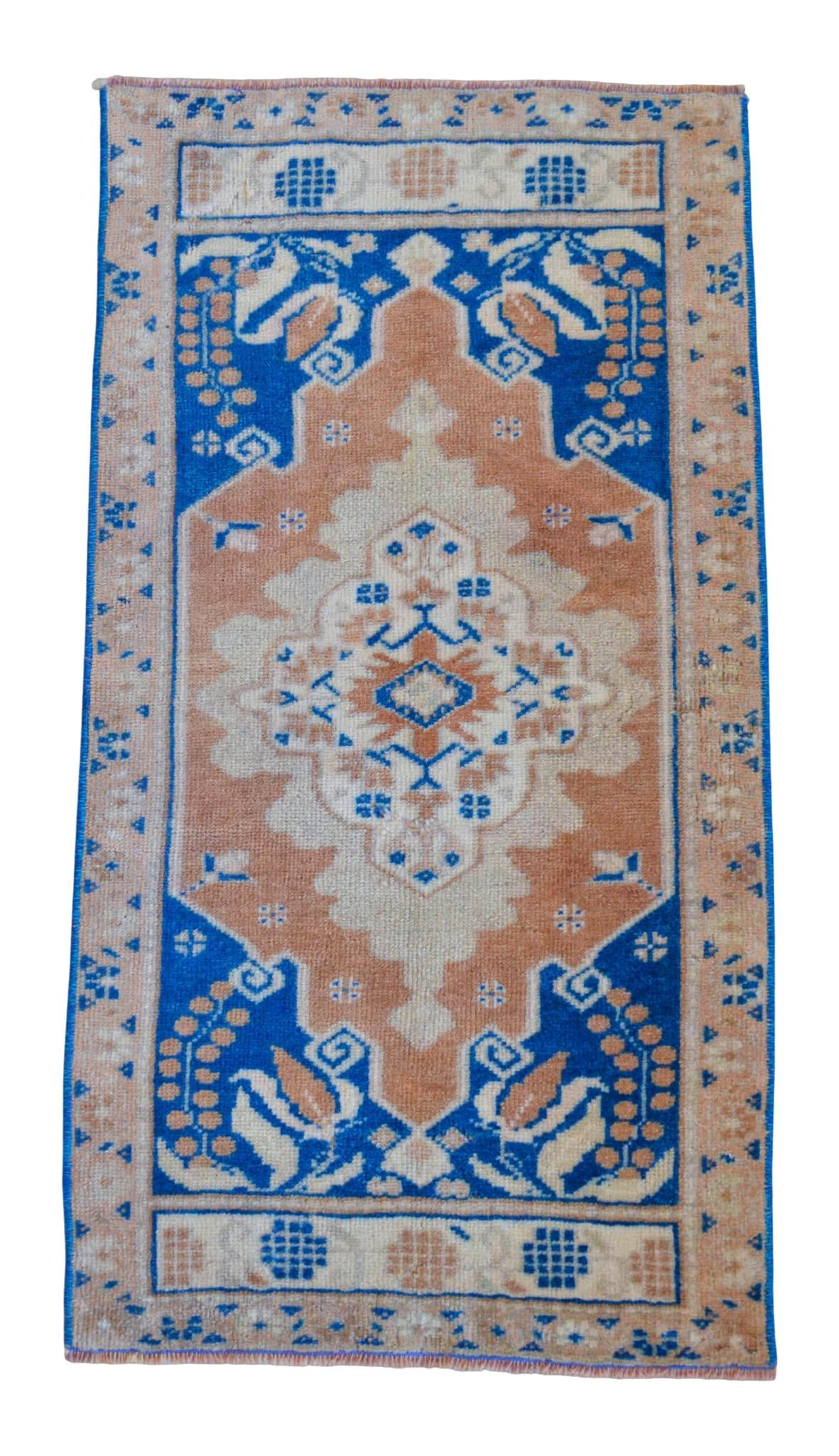 Vintage Hand Knotted Small Turkish Oushak Rug Doormat Entryway Decor - 1"²8"³ × - 4