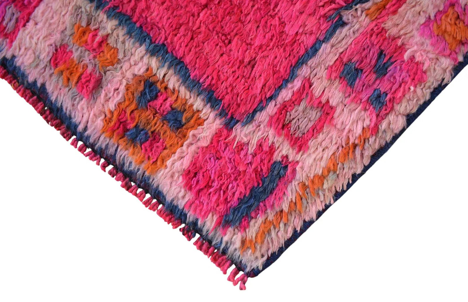 1970s Kurdish Herki Hand-Knotted Hot Pink Tribal Runner - 2"²11"³ × 10"²8"³ - 10