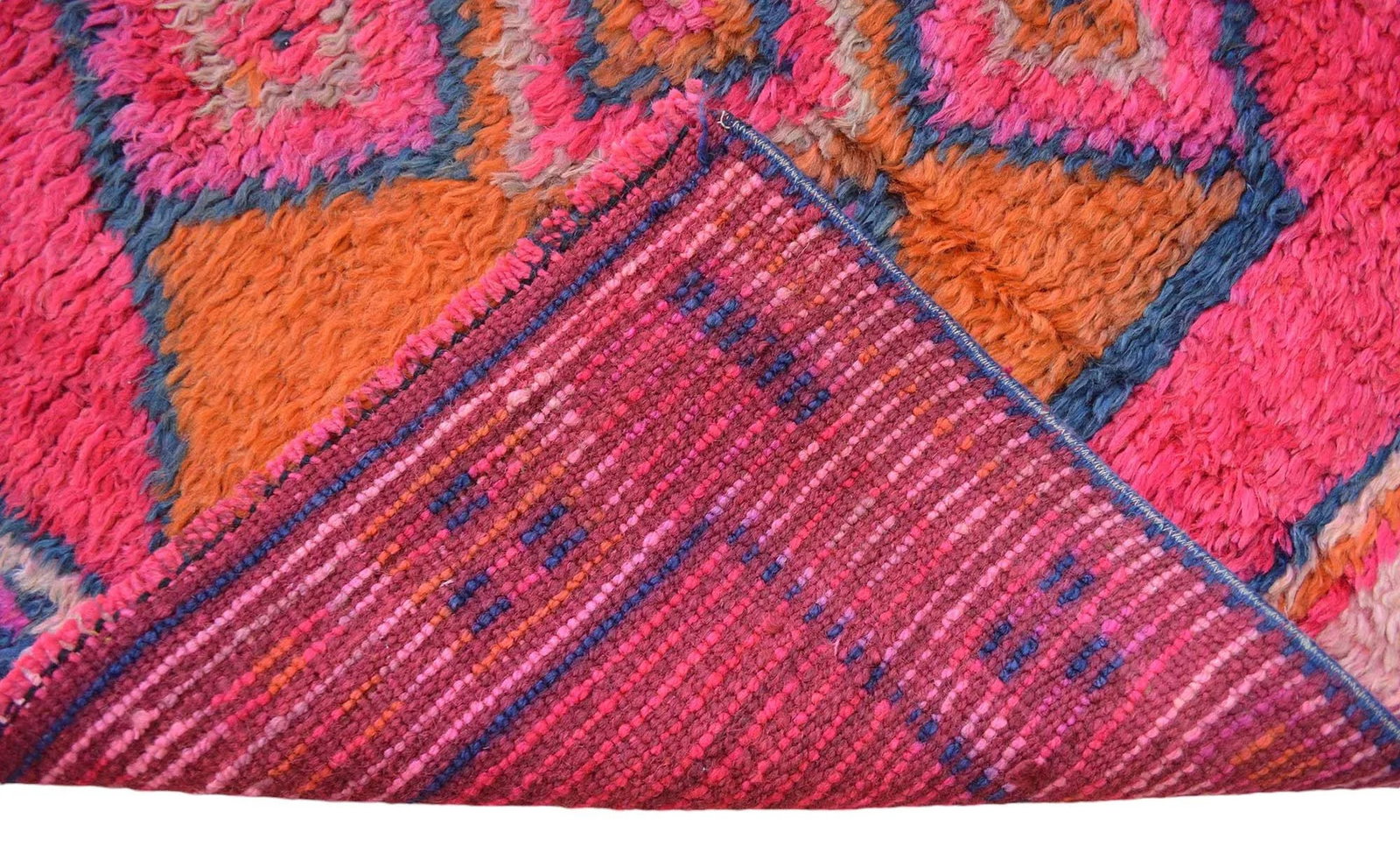 1970s Kurdish Herki Hand-Knotted Hot Pink Tribal Runner - 2"²11"³ × 10"²8"³ - 11