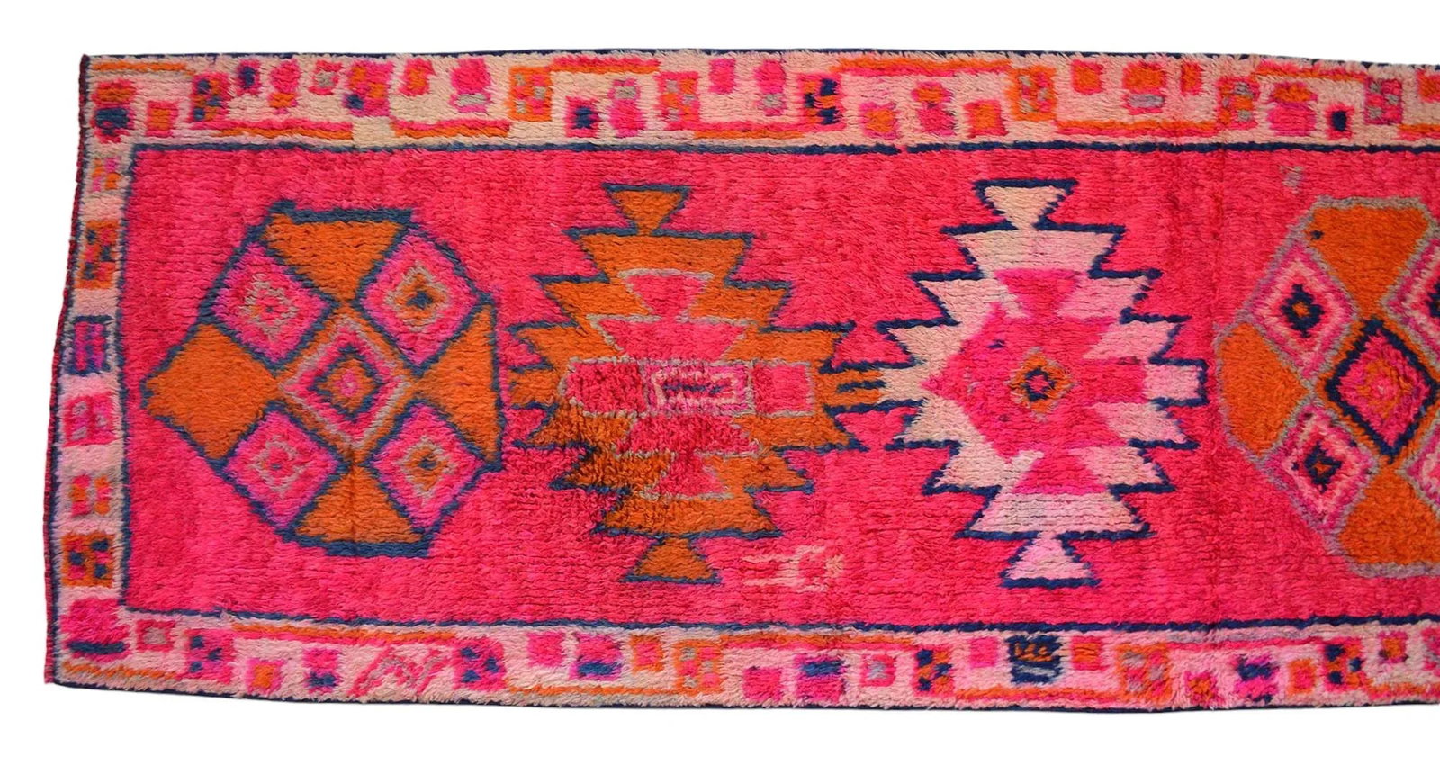1970s Kurdish Herki Hand-Knotted Hot Pink Tribal Runner - 2"²11"³ × 10"²8"³ - 8