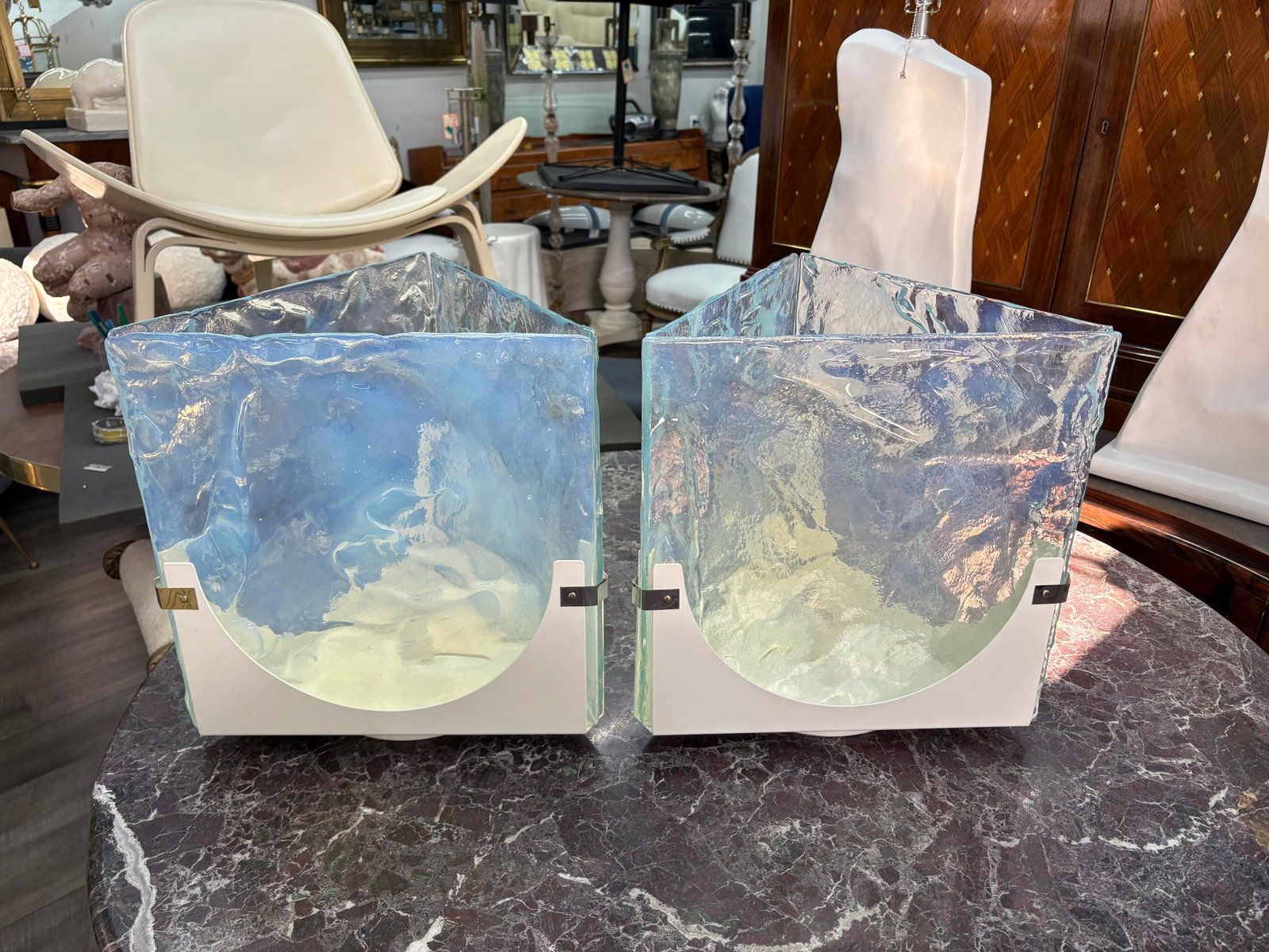 1970s Opalescent Murano Glass Lamps - a Pair - 11