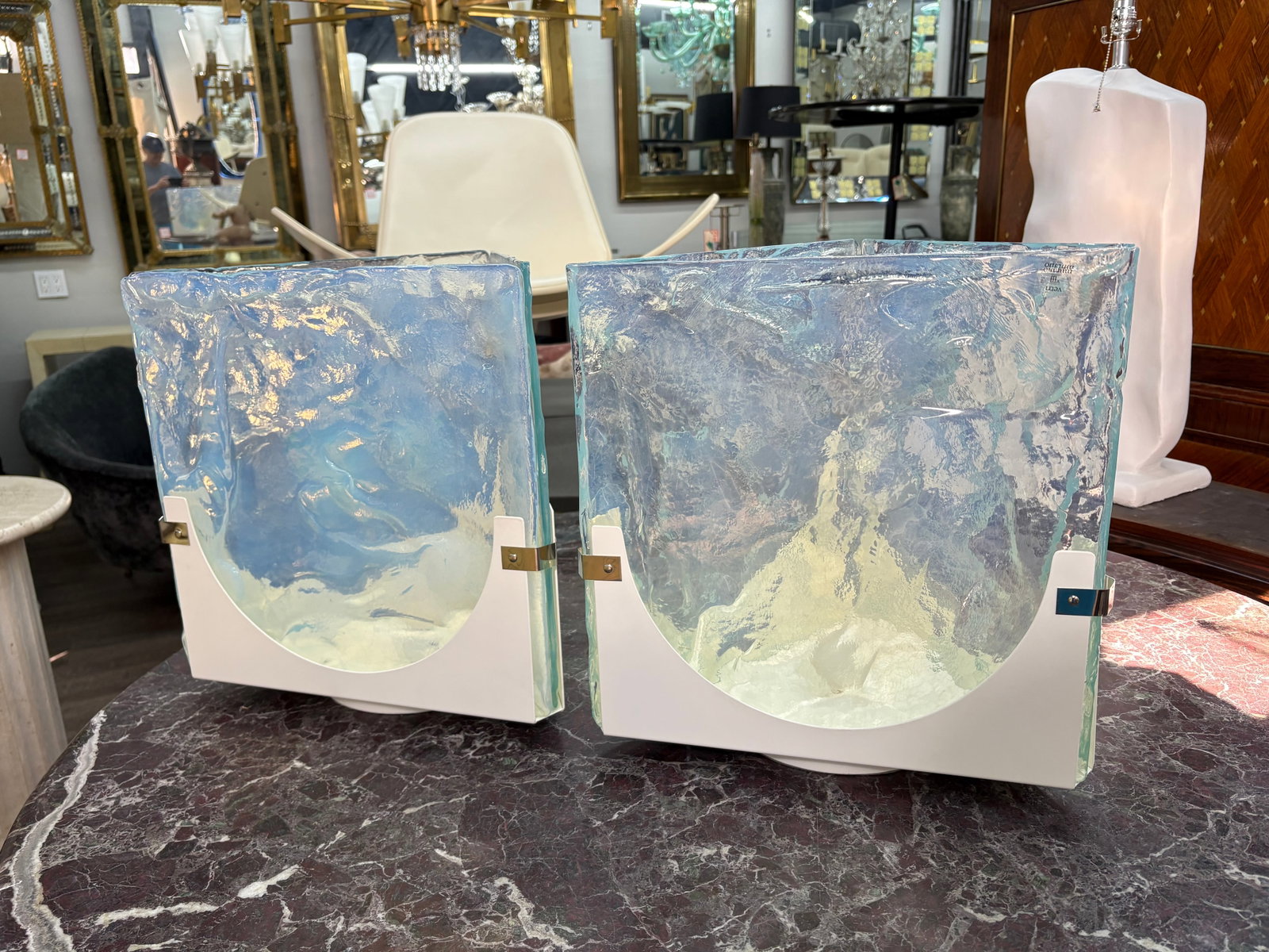 1970s Opalescent Murano Glass Lamps - a Pair - 12