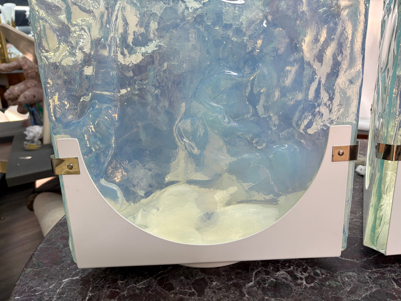1970s Opalescent Murano Glass Lamps - a Pair - 3