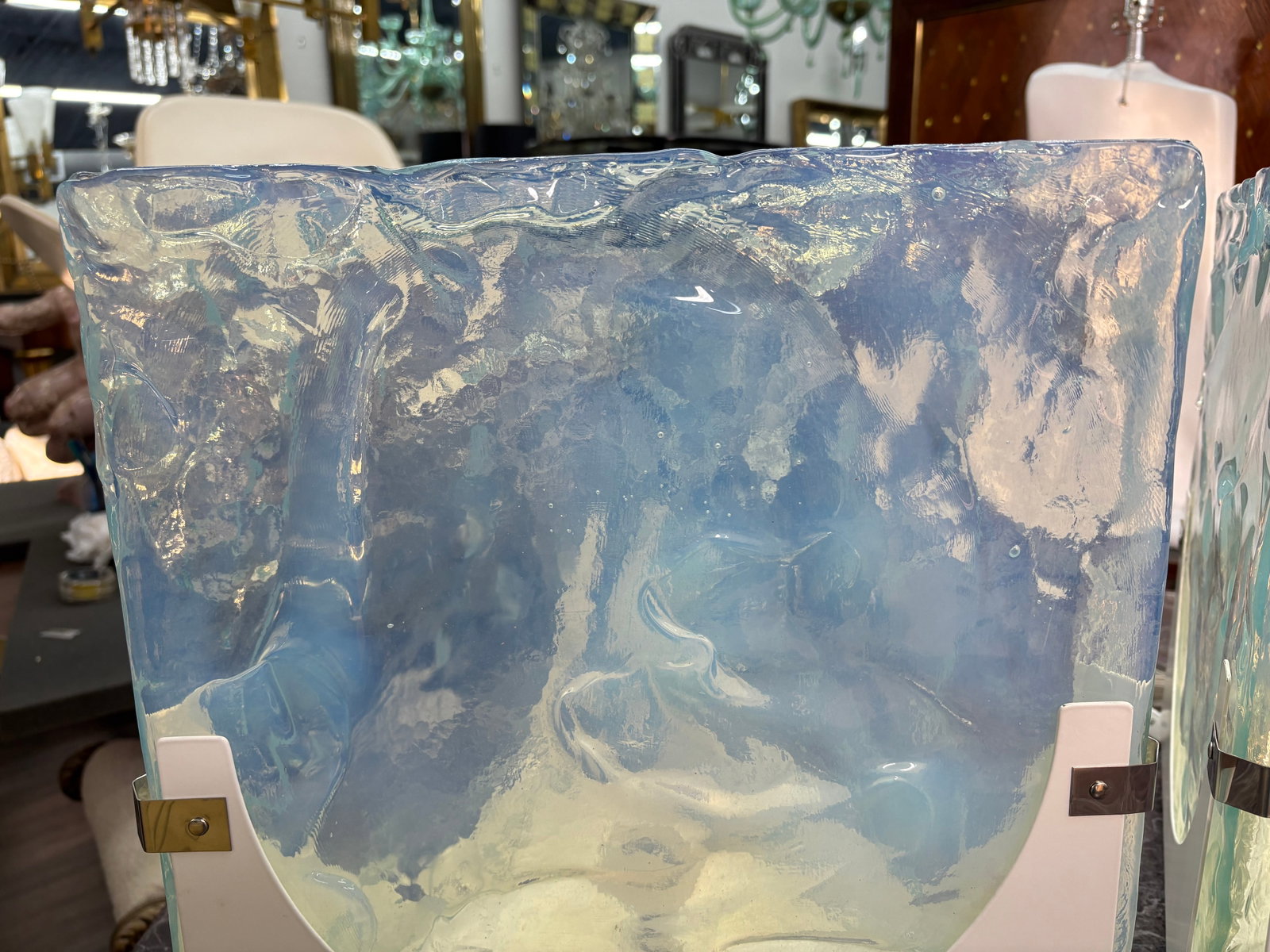 1970s Opalescent Murano Glass Lamps - a Pair - 4
