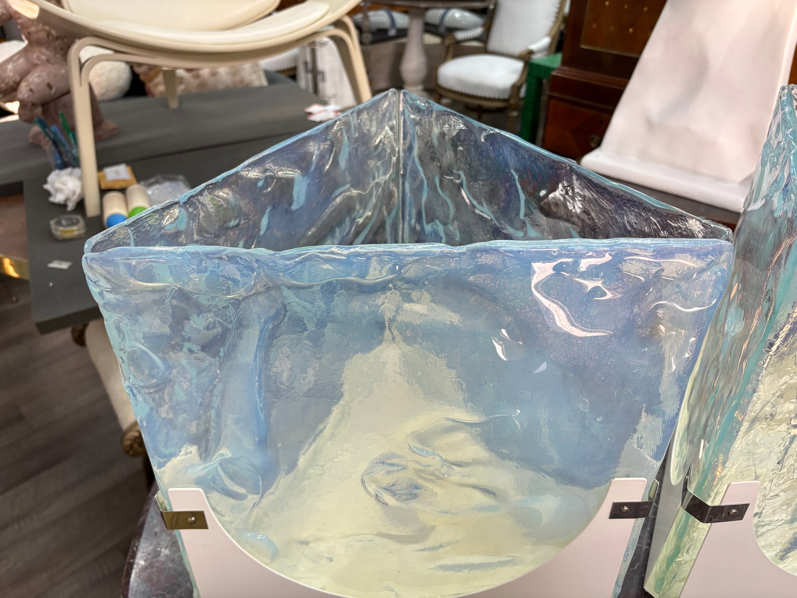 1970s Opalescent Murano Glass Lamps - a Pair - 5