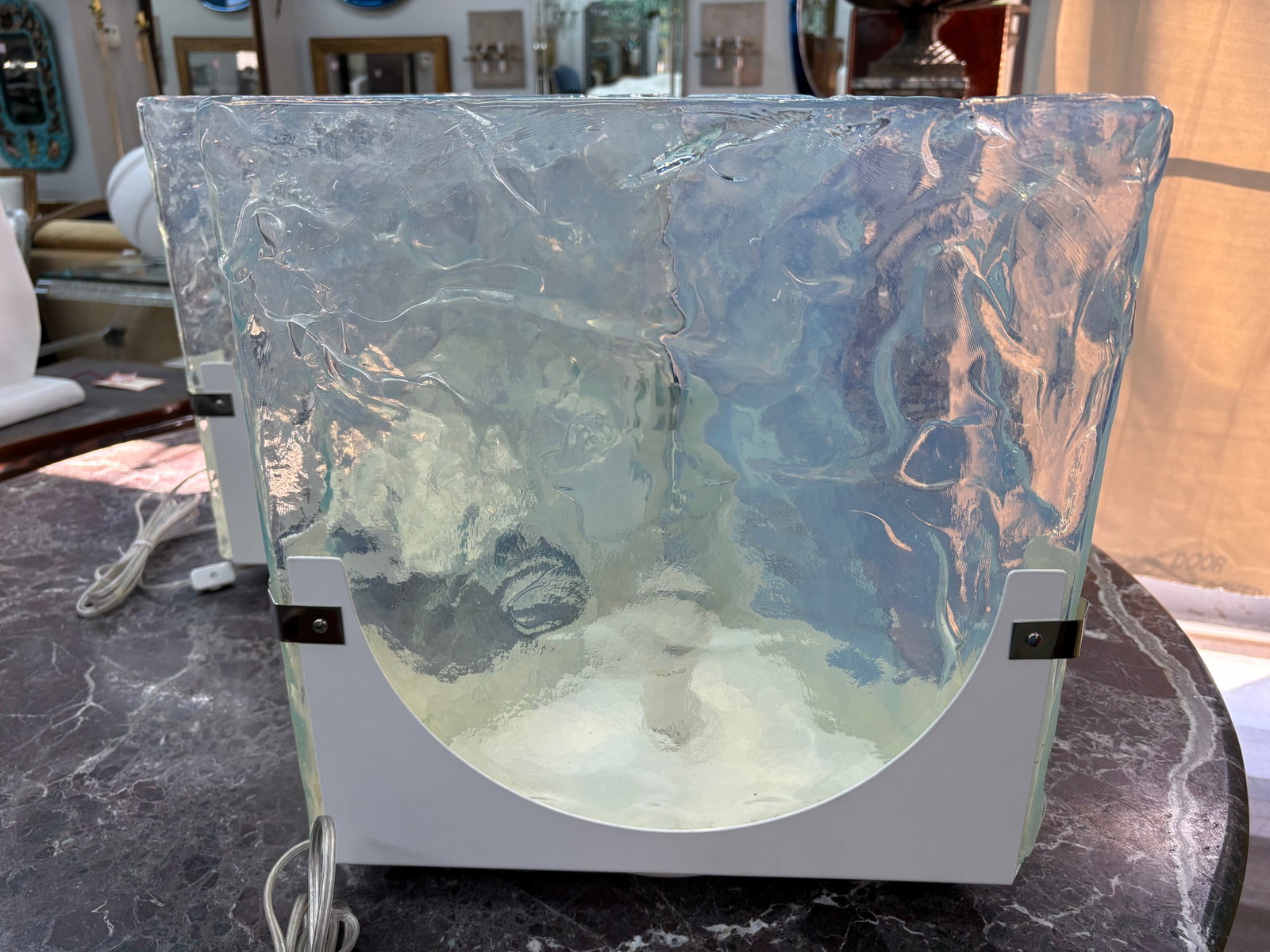 1970s Opalescent Murano Glass Lamps - a Pair - 8