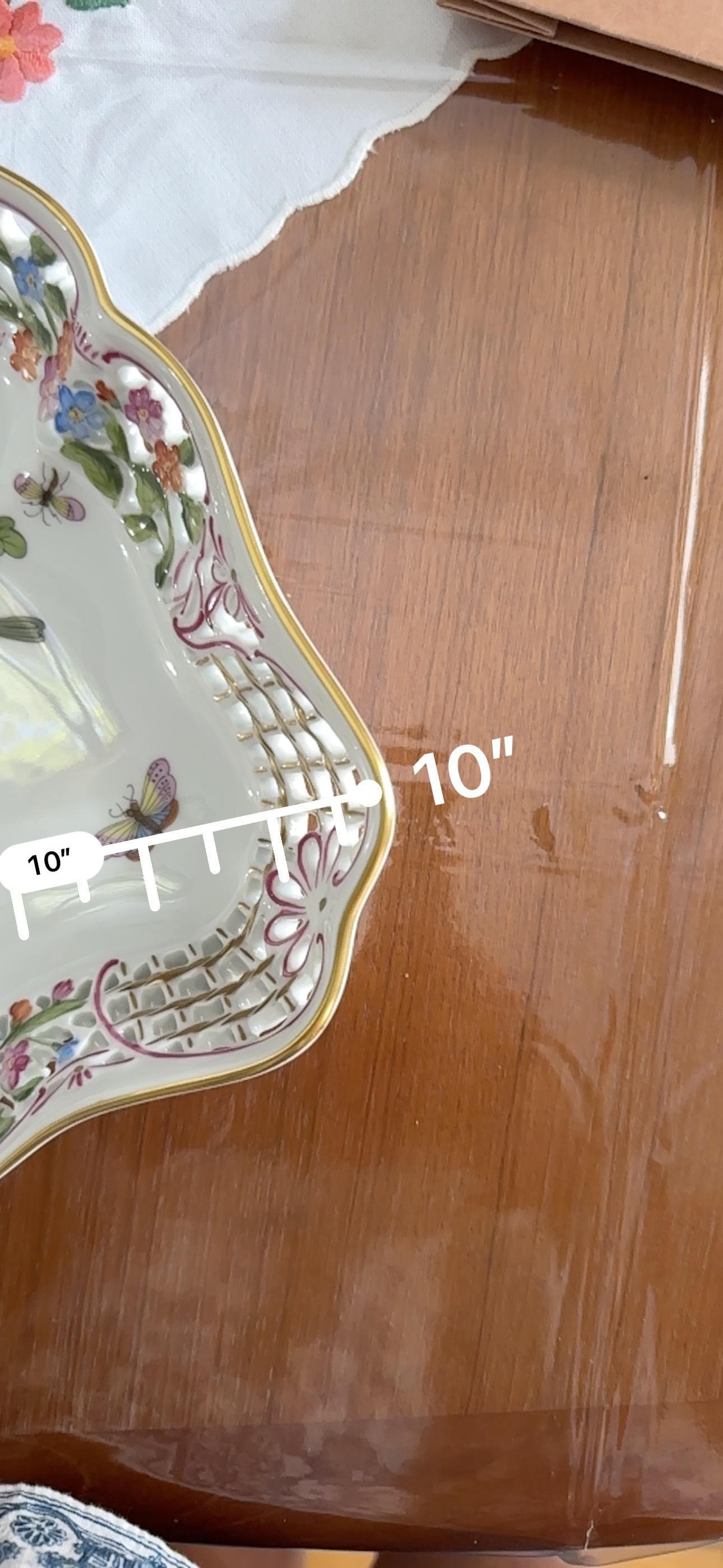 Herend Rothschild Openwork Triangular Dish With Birds - 4