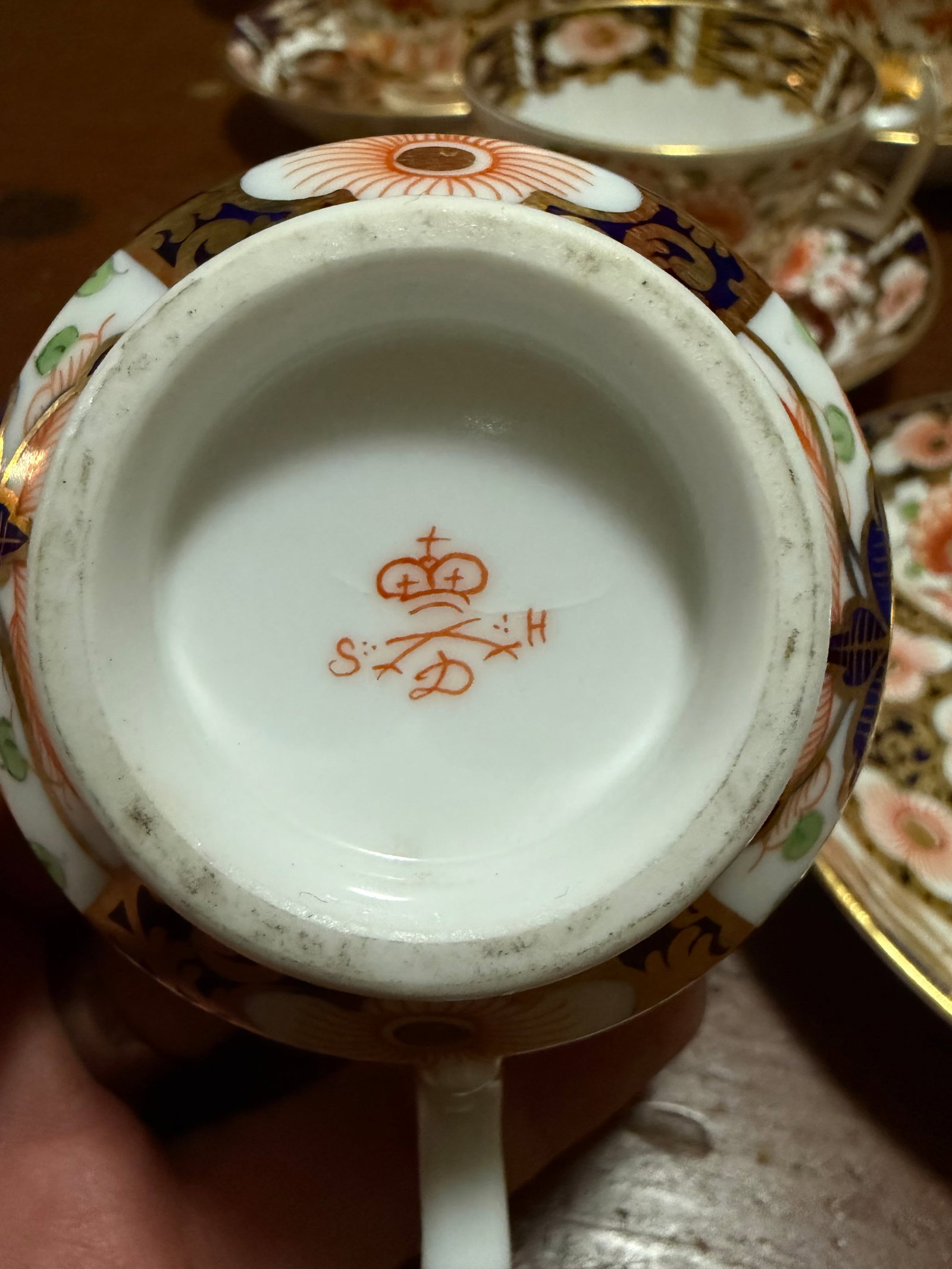 1860s Royal Crown Derby Imari Pattern Cups and Saucers by Stevenson & Hancock - Set of 10 - 10