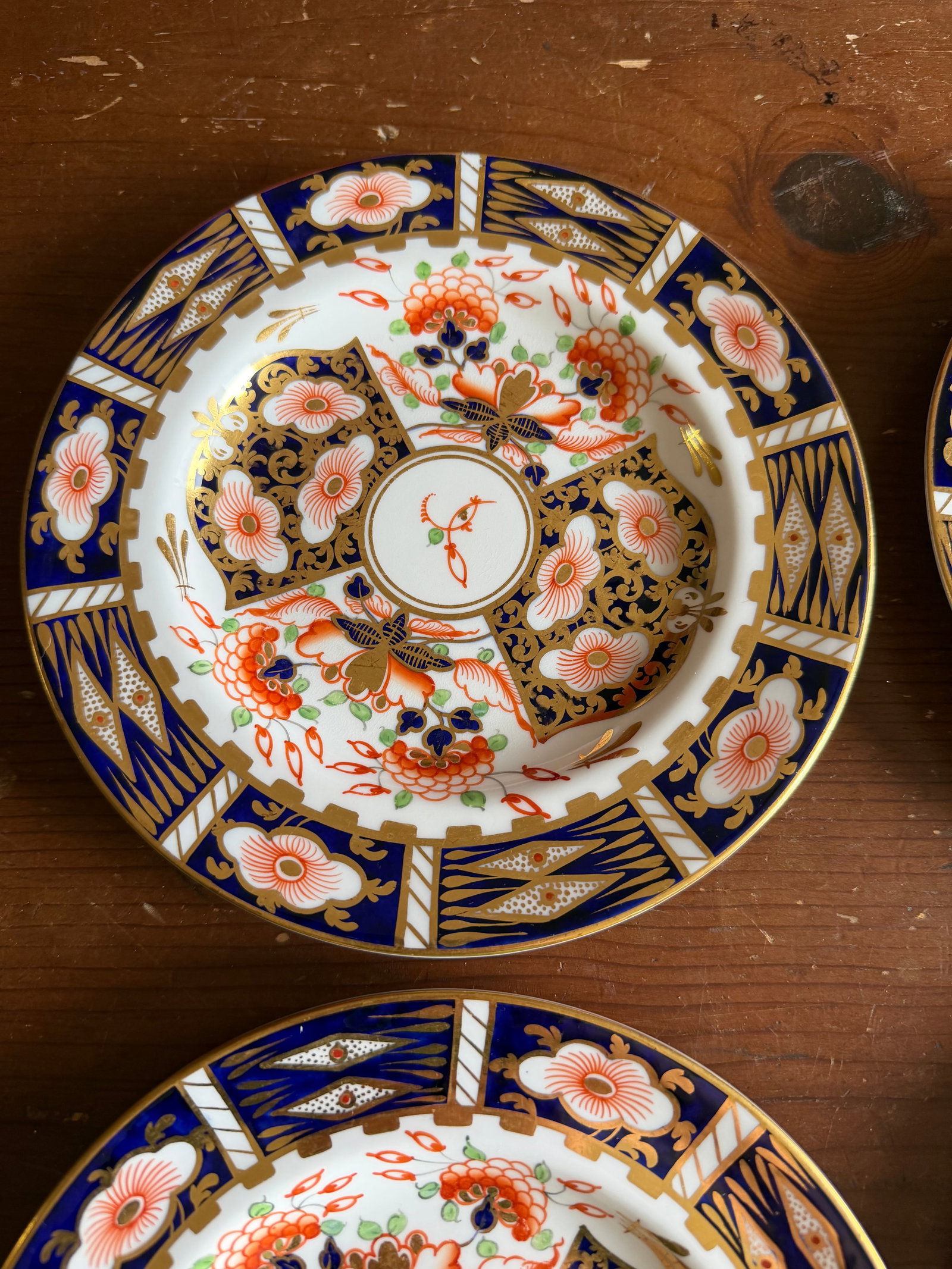 A Super Fine Set of 6 Royal Crown Derby Imari Pattern Dessert Plates by Stevenson & Hancock, Circa 1 - 3
