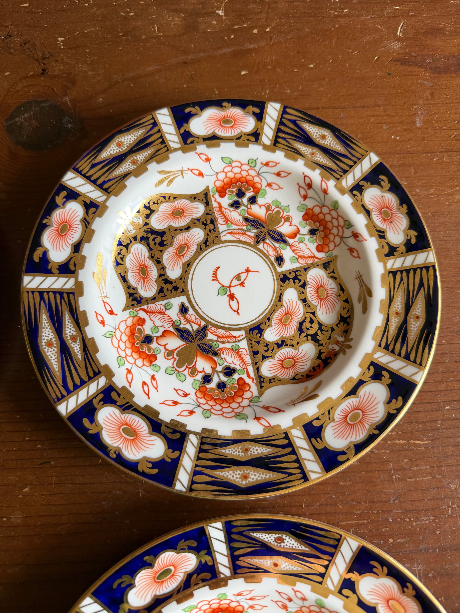 A Super Fine Set of 6 Royal Crown Derby Imari Pattern Dessert Plates by Stevenson & Hancock, Circa 1 - 5