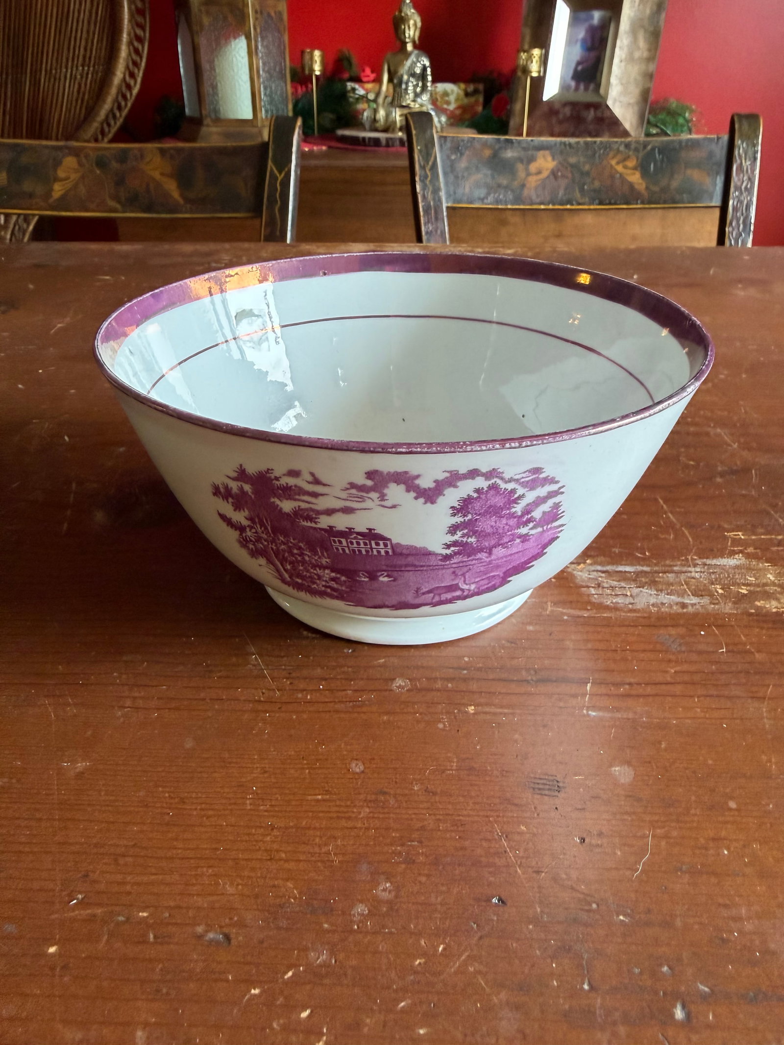 Rare Antique Pink Lustre and Bat Printed Pearlware Waste Bowl, Attributed to Thomas Wolfe, Circa 180 - 14