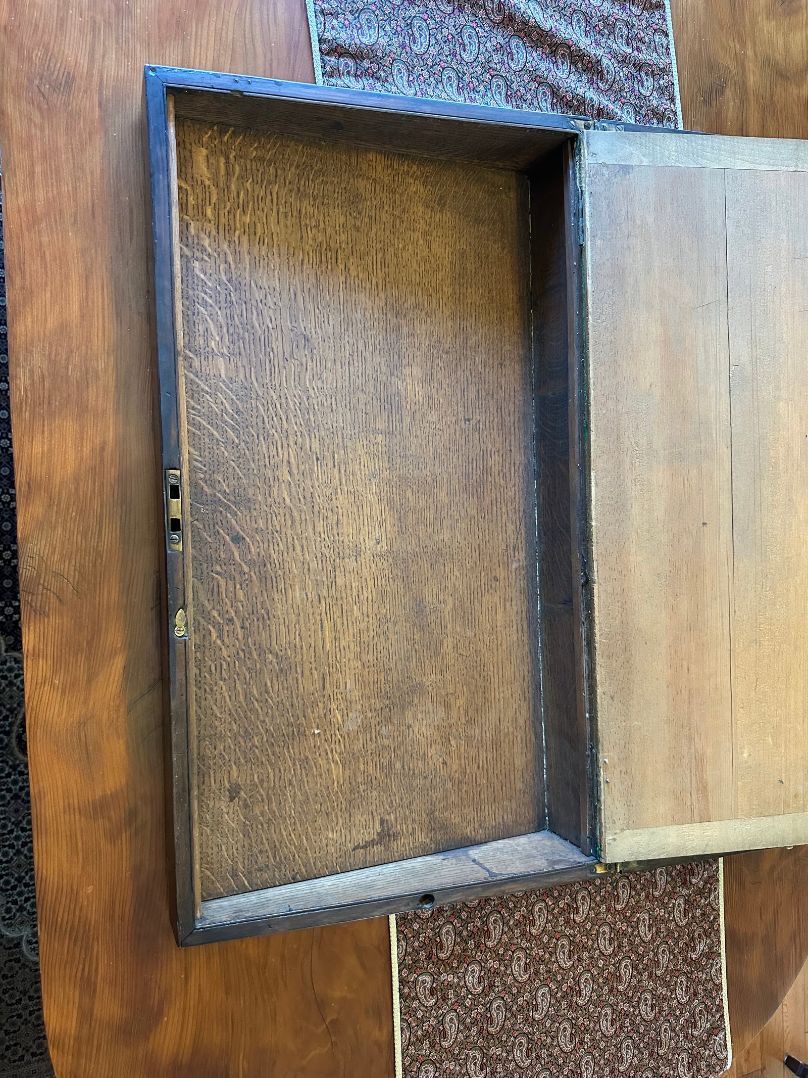 Antique Oversized Portable Oak Writing Desks With Hidden Drawer - 8