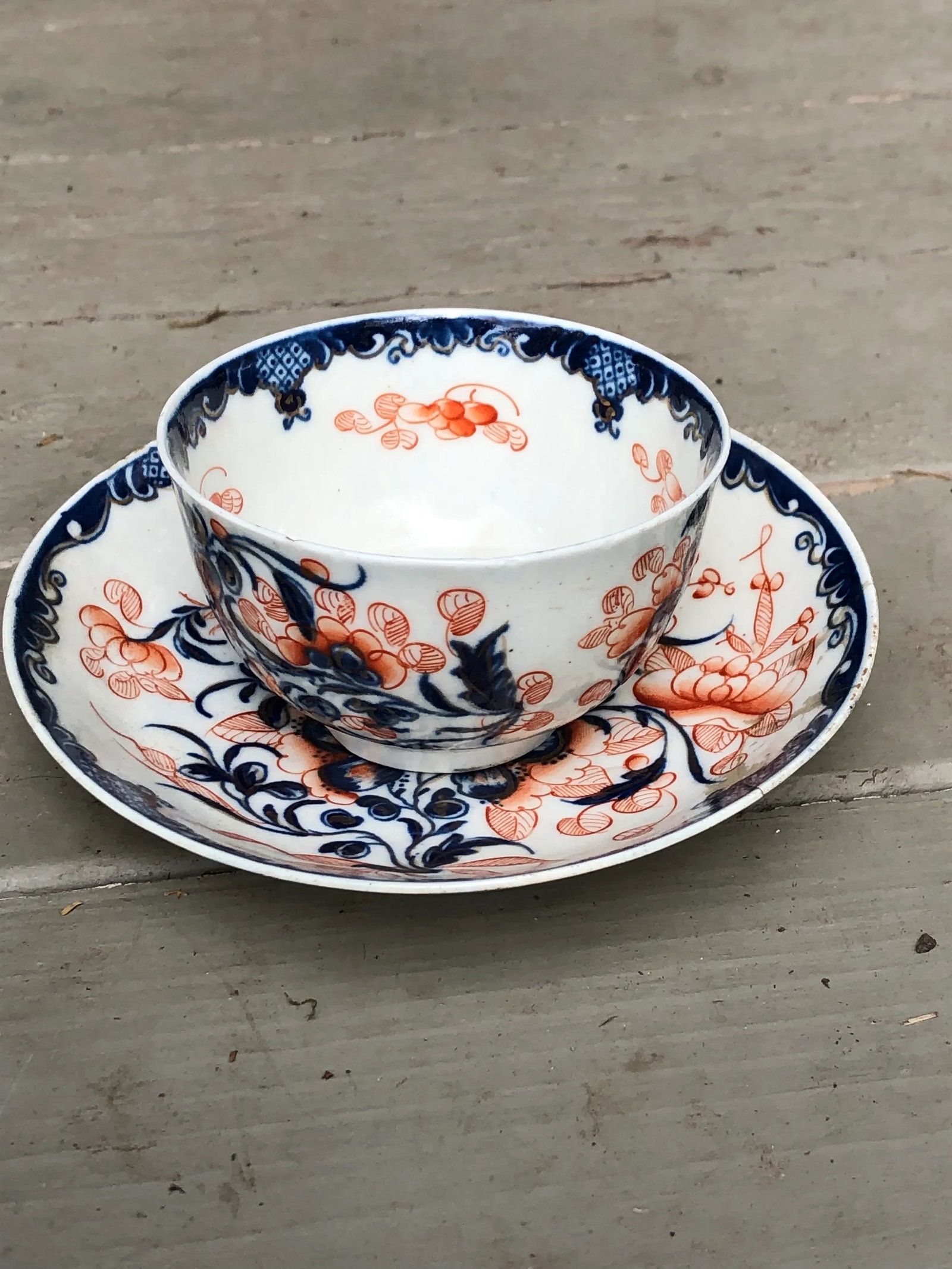 Antique Dr. Wall Worcester Tea Cup & Saucer Set- 2 Pieces - 10