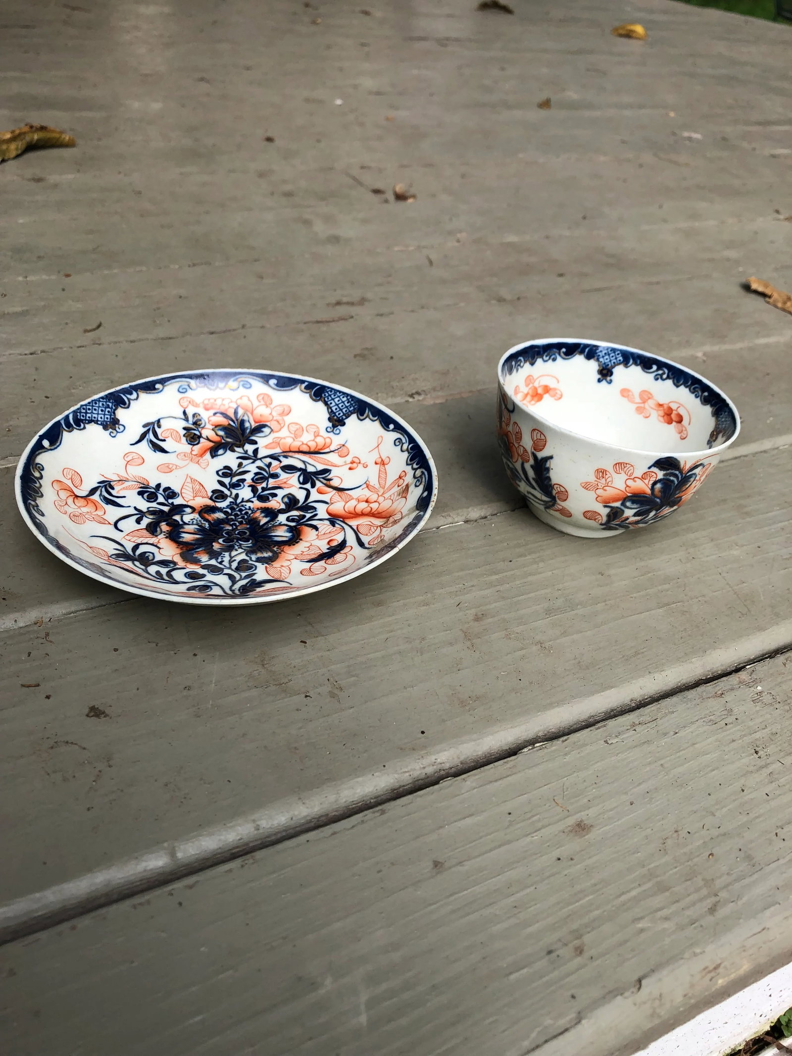 Antique Dr. Wall Worcester Tea Cup & Saucer Set- 2 Pieces - 2