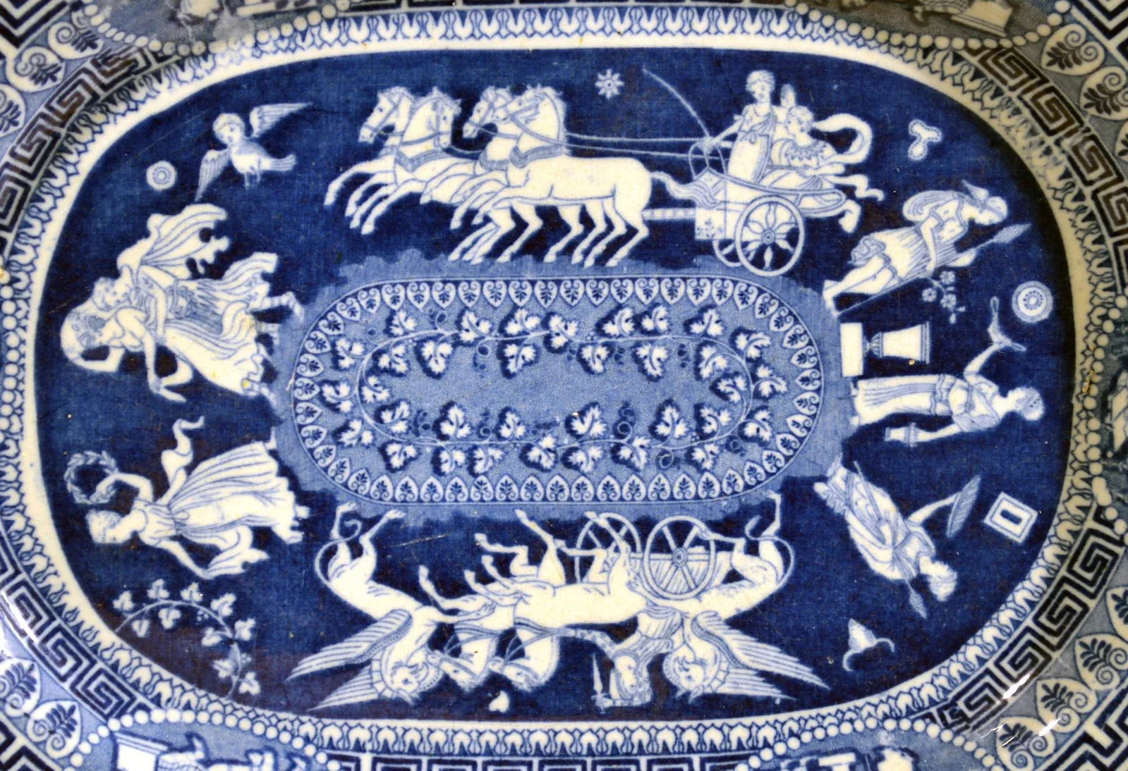 Herculaneum Neo-Classical Greek Pattern Blue Printed Dish - 4