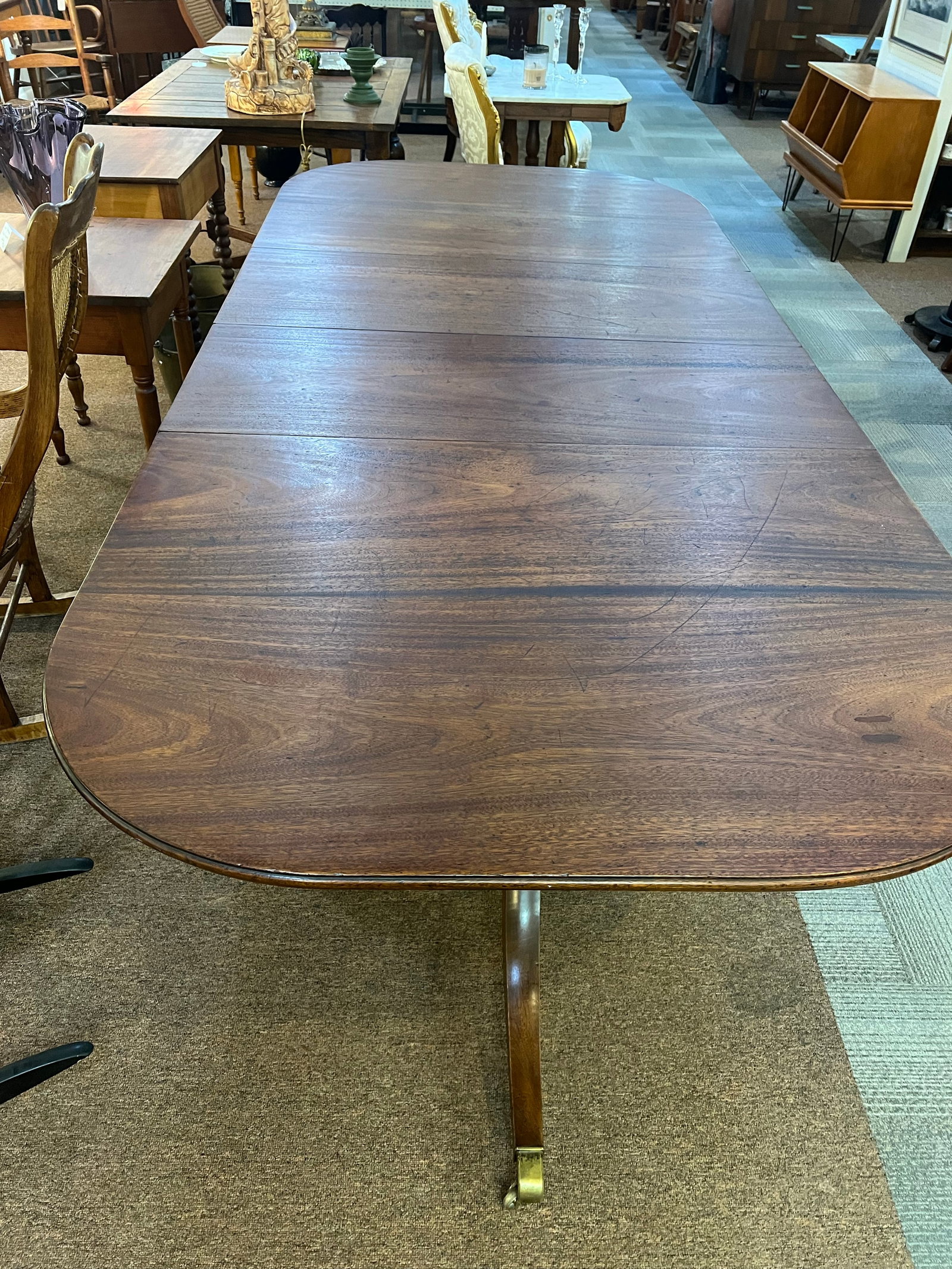 Pre 1850 Duncan Phyfe Style Double Pedestal Extension Dining Table - 2