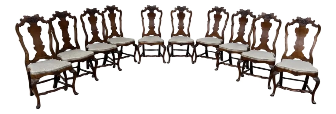 Fine Set of 10 Early 18th Century Italian Dining Chairs (1 of 9)