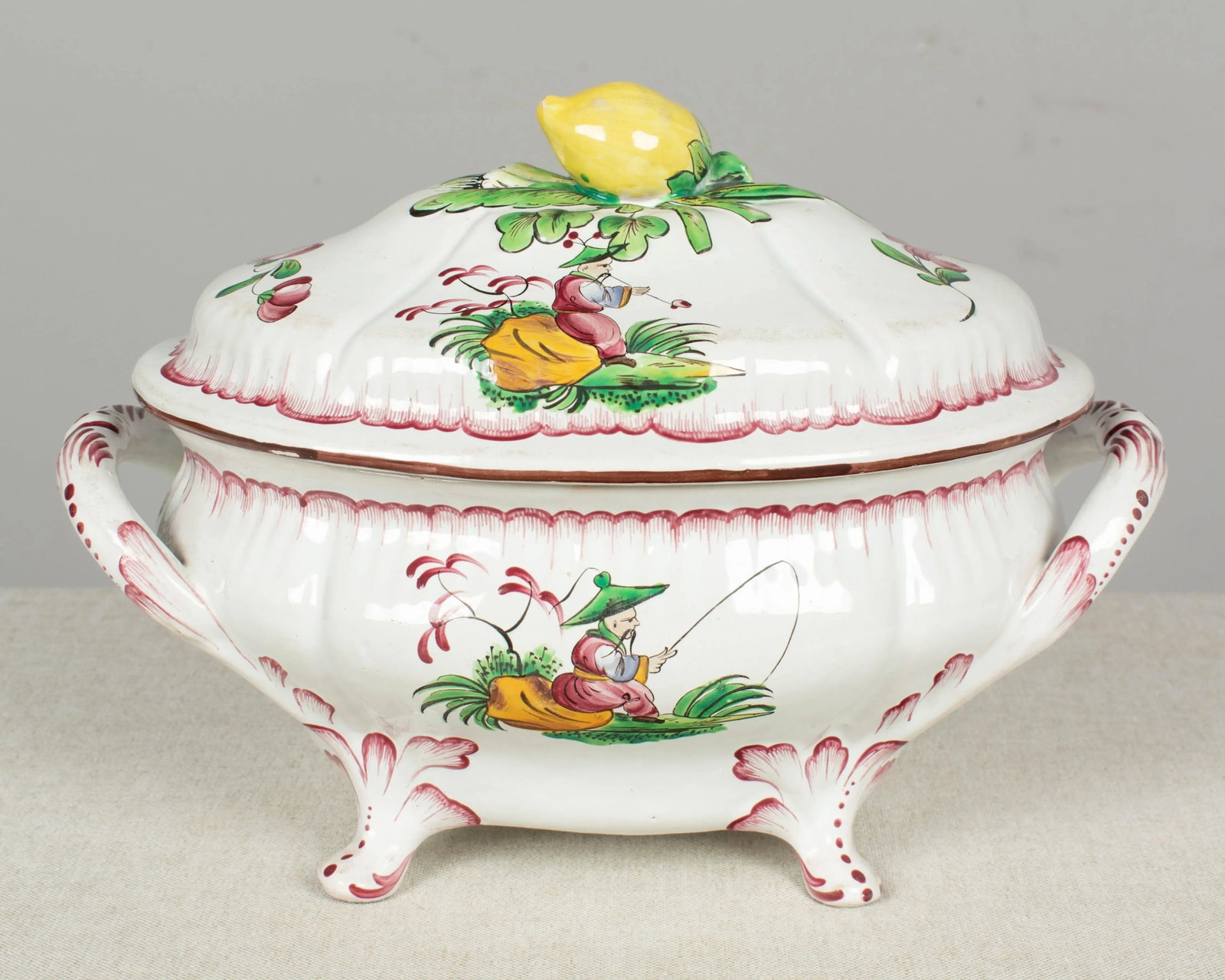 French Hand-Painted Faience Soup Tureen - 12
