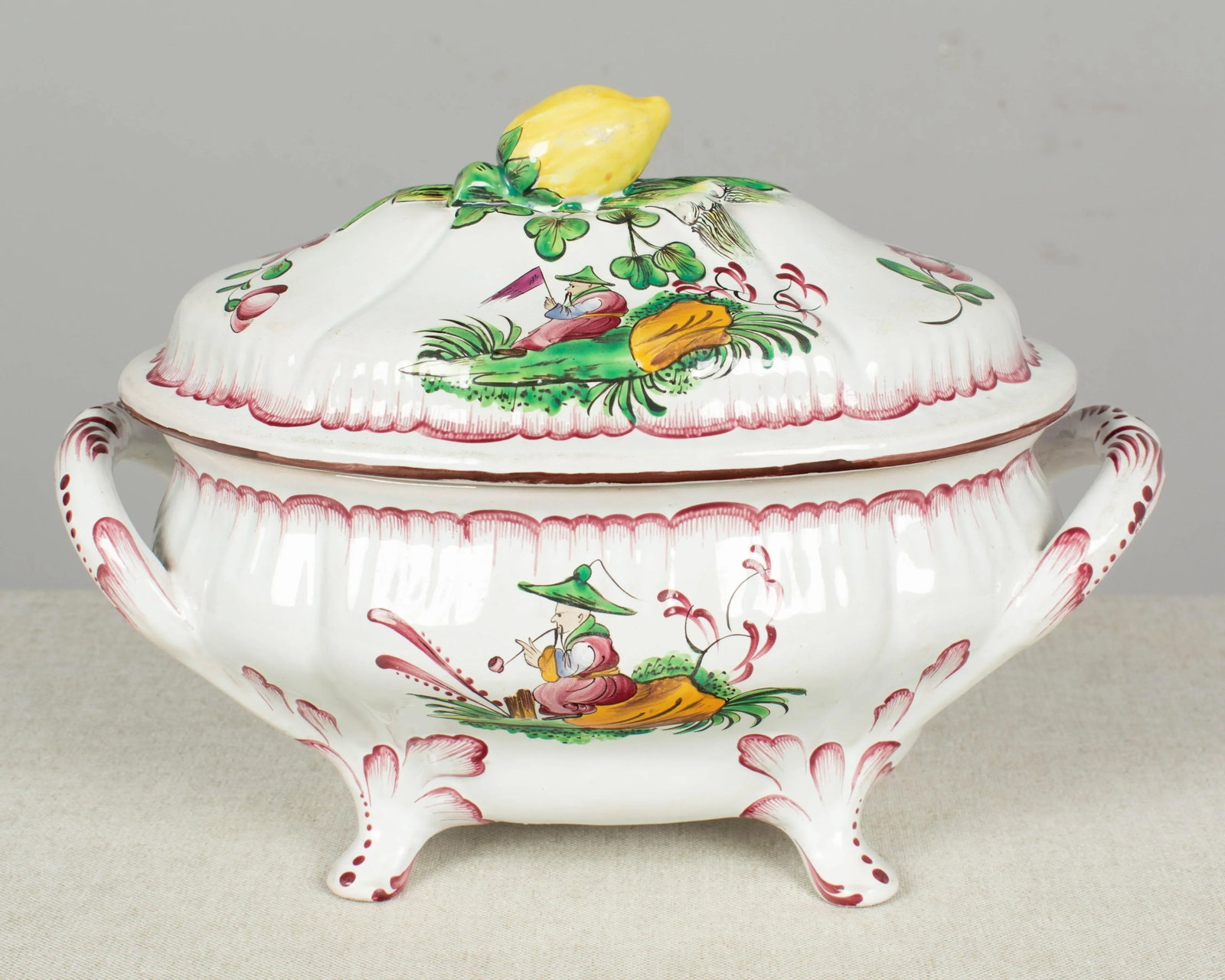 French Hand-Painted Faience Soup Tureen - 2