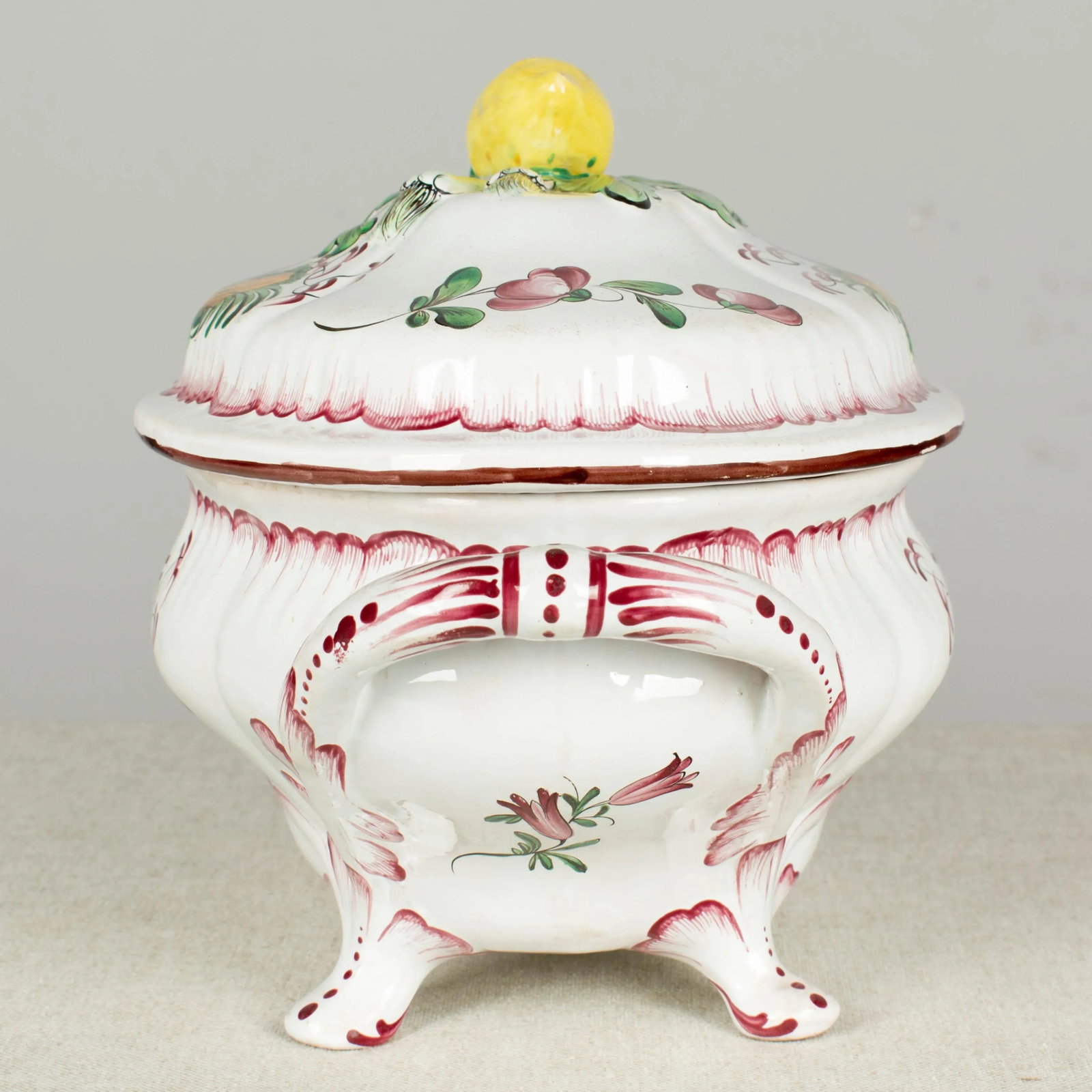 French Hand-Painted Faience Soup Tureen - 4